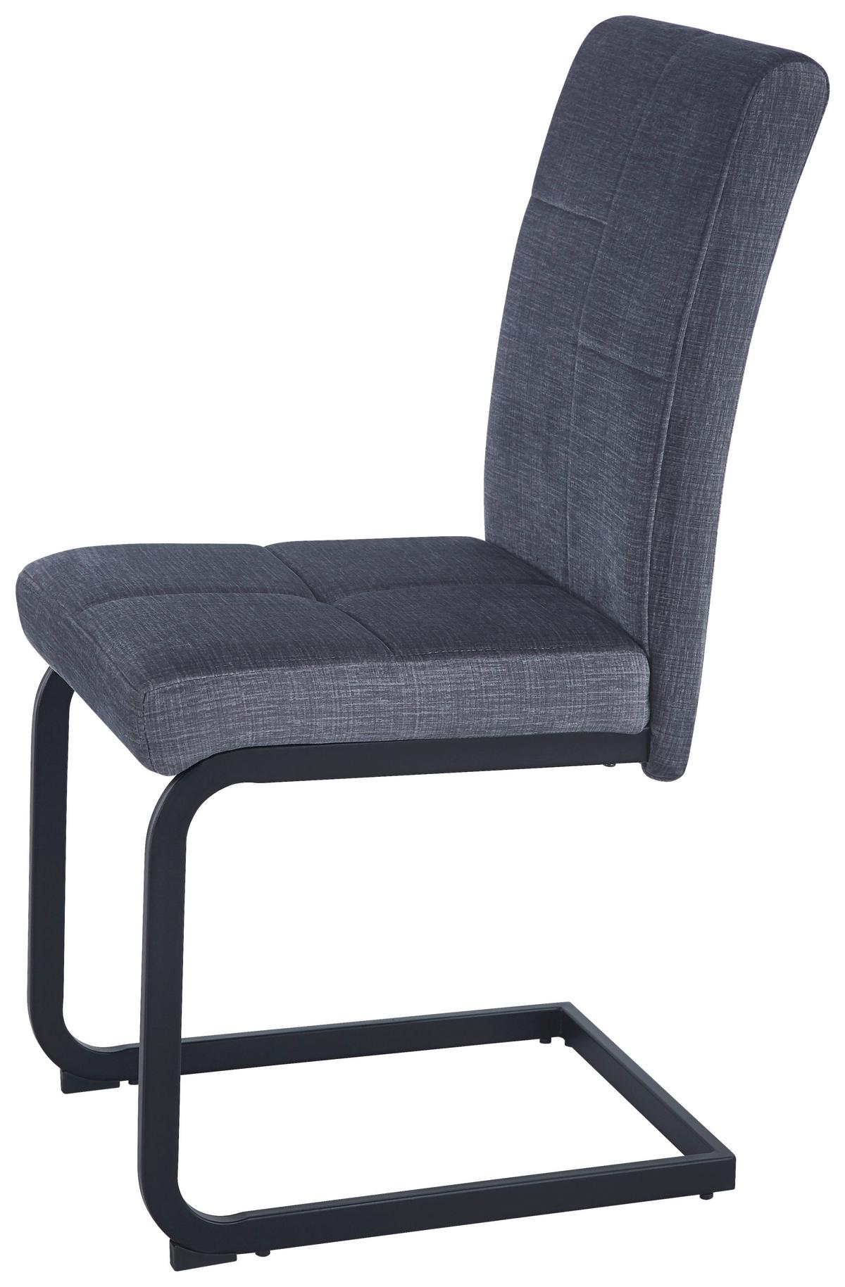 Schwingstuhl Tilos Samt Dunkelgrau, B: 41 cm - Dunkelgrau/Schwarz, KONVENTIONELL, Textil/Metall (41/98/55cm) - MID.YOU