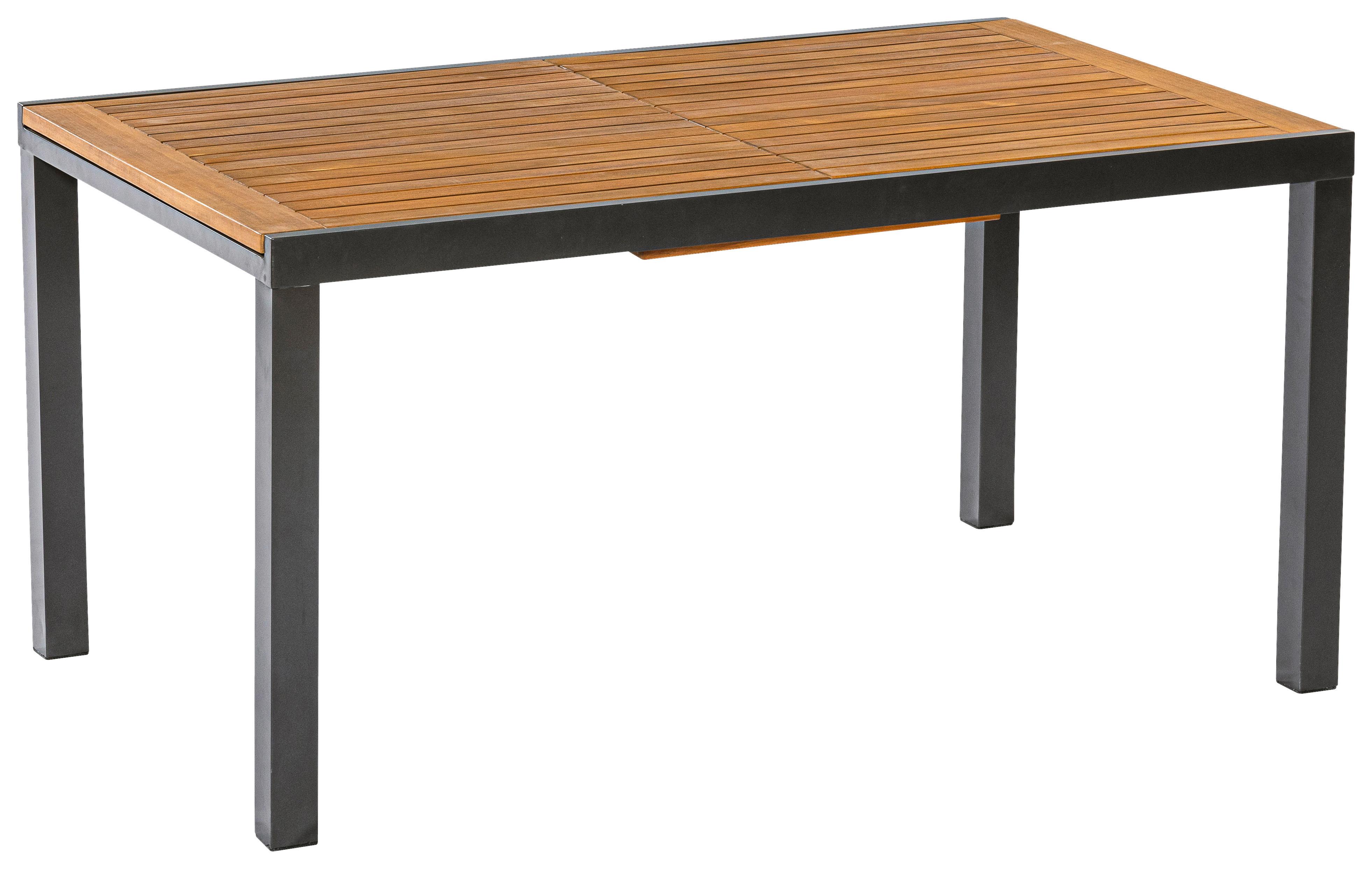 Gartentisch Ausziehbar Tilos Echtholz L: 150cm - Schwarz/Akaziefarben, KONVENTIONELL, Holz/Metall (150-200/90	90/75cm) - Gardenson