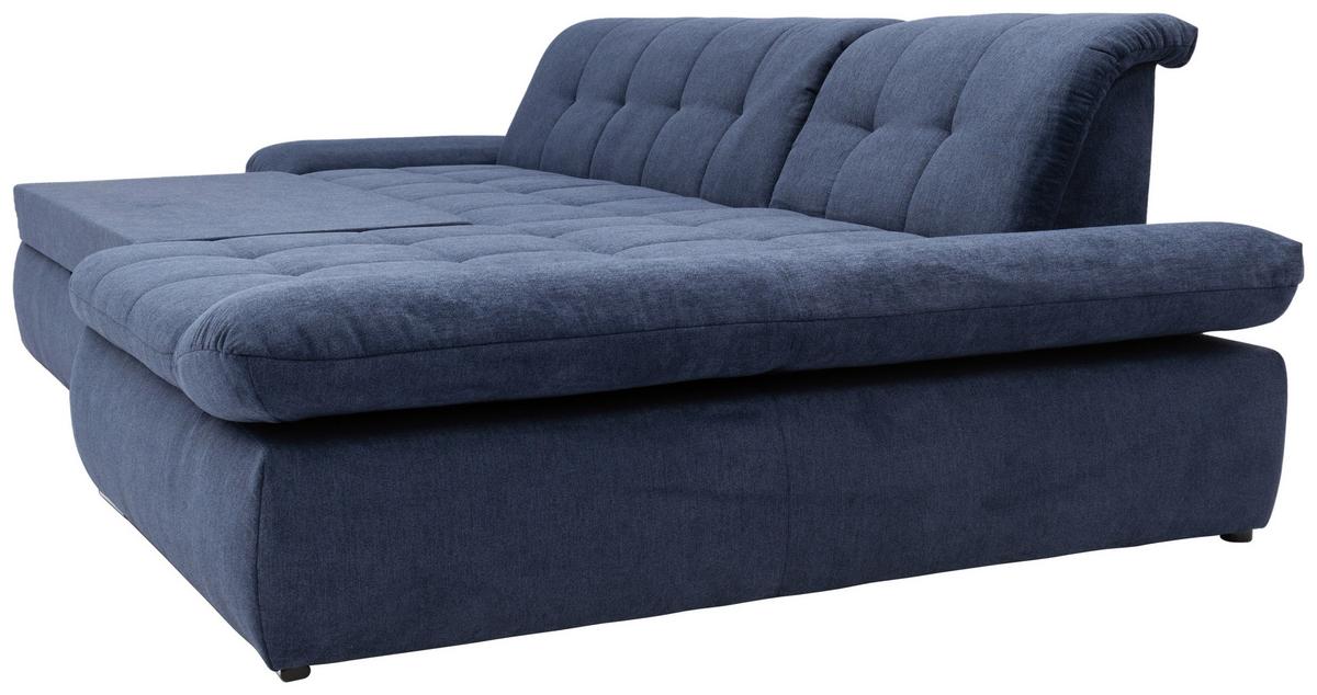 Ecksofa Mit Schlaffunktion Moric Dunkelblau Mikrofaser - Chromfarben/Dunkelblau, KONVENTIONELL, Textil (300/172cm) - MID.YOU