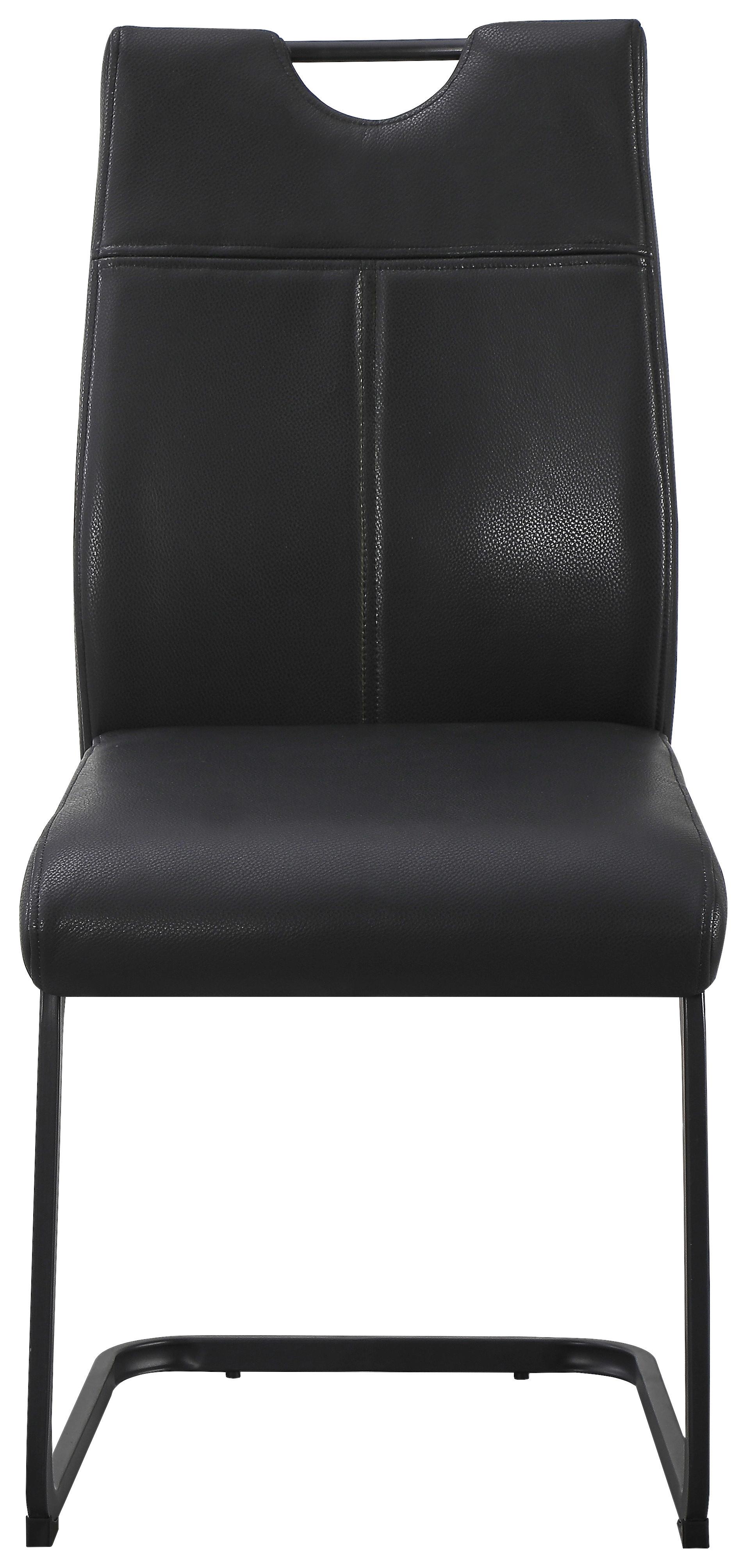 Schwingstuhl Nexus Schwarz B: 45 cm - Schwarz, MODERN, Leder/Metall (45/97/63cm) - Livetastic