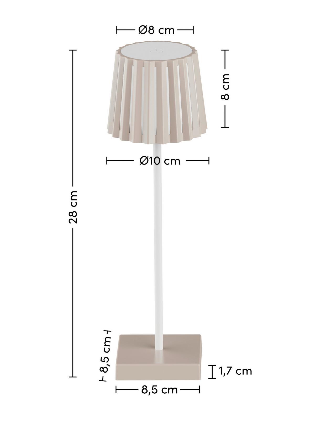 NABÍJATEĽNÁ STOLNÁ LAMPA PLISI - biela/cappuccino, Modern, kov/plast (10/28cm) - Mömax