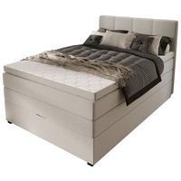 Boxspringbett mit Topper & Bettkasten 140x200 Lauro - Hellgrau/Schwarz, Trend, Textil (140/200cm)