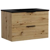 WASCHTISCHKOMBI Sevilla Eiche Artisan, Schwarz - Schwarz/Eiche Artisan, MODERN, Holzwerkstoff/Stein (80cm) - Held