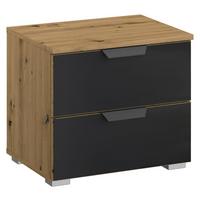 Nachtkästchen Artemis Eiche Dekor/Anthrazit, H: 43cm - Anthrazit/Alufarben, MODERN, Glas/Holzwerkstoff (47/43/42cm) - Rauch Möbel