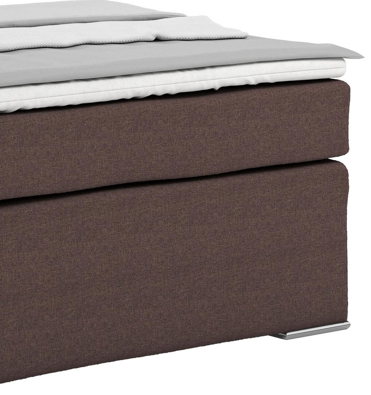 Posteľ Boxspring NERO PL: 140/200 cm, hnedá - hnedá/chrómová, Konventionell, kov/textil (140/200cm)