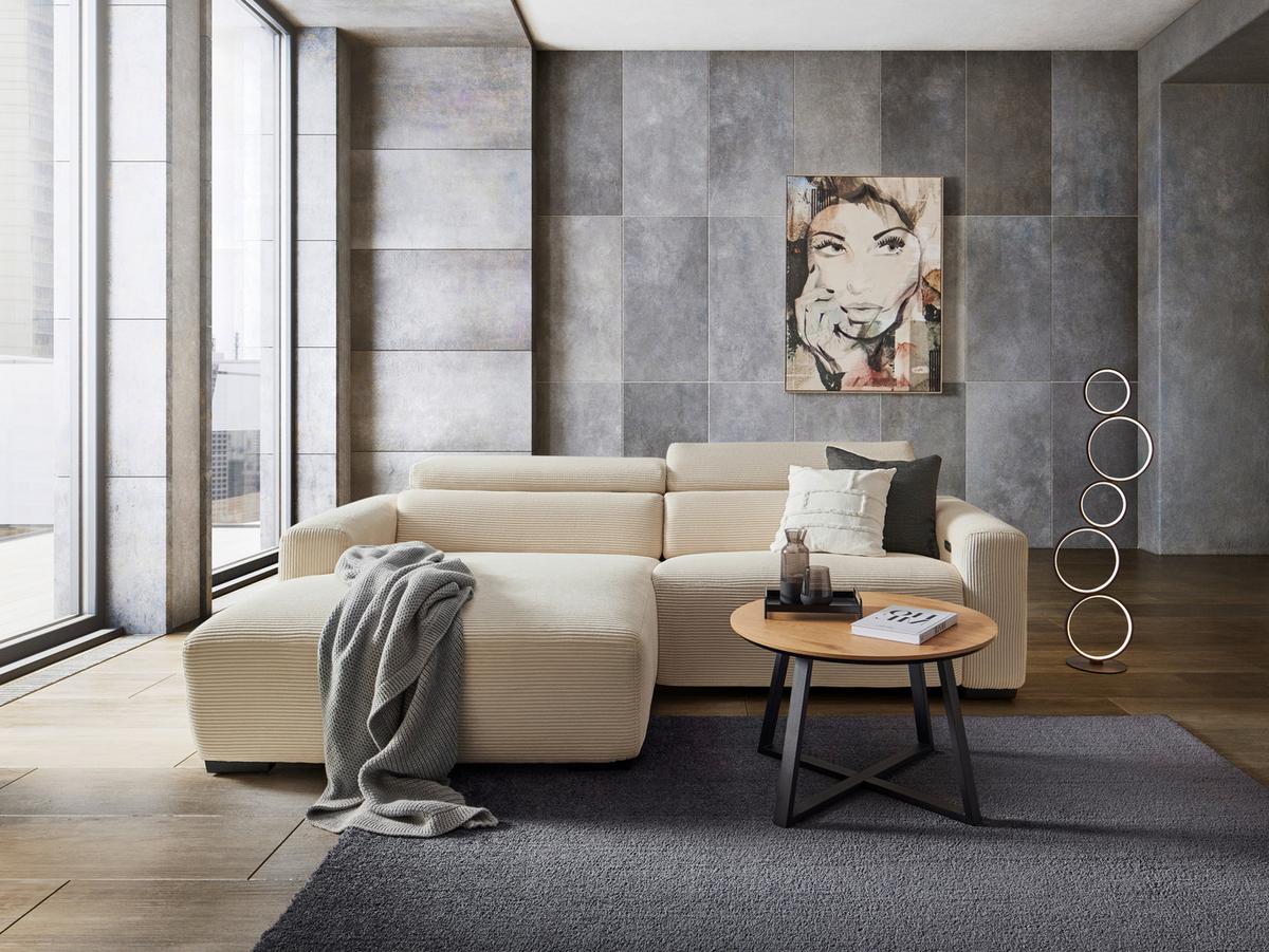 ROHOVÁ SEDAČKA BONDICO 255 - černá/béžová, Moderní, kov/dřevo (170/255cm) - Mömax