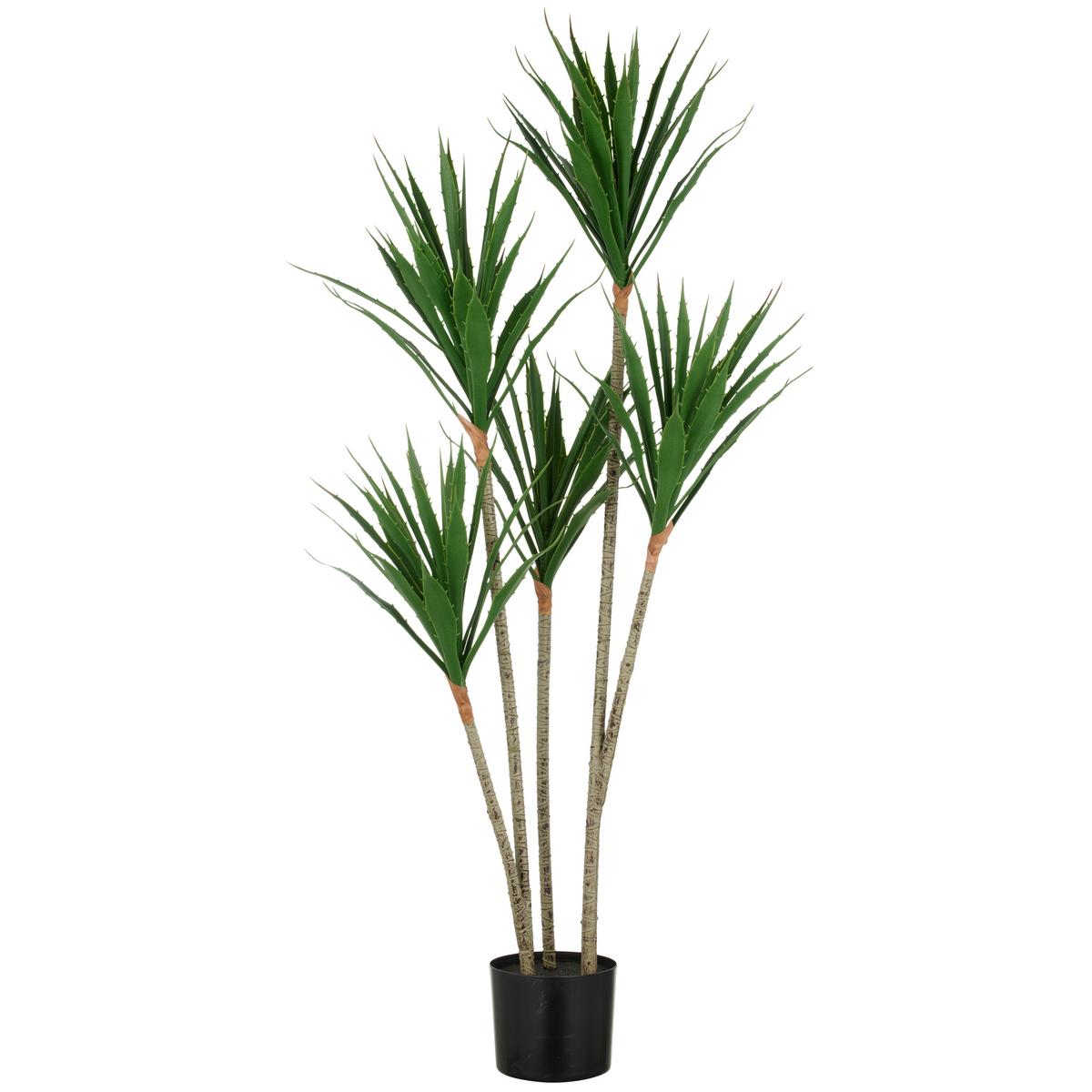 Kunstpflanze Agave Kunststoff, Grün, H: 120 cm - Schwarz/Braun, Basics, Kunststoff (120cm) - P & B