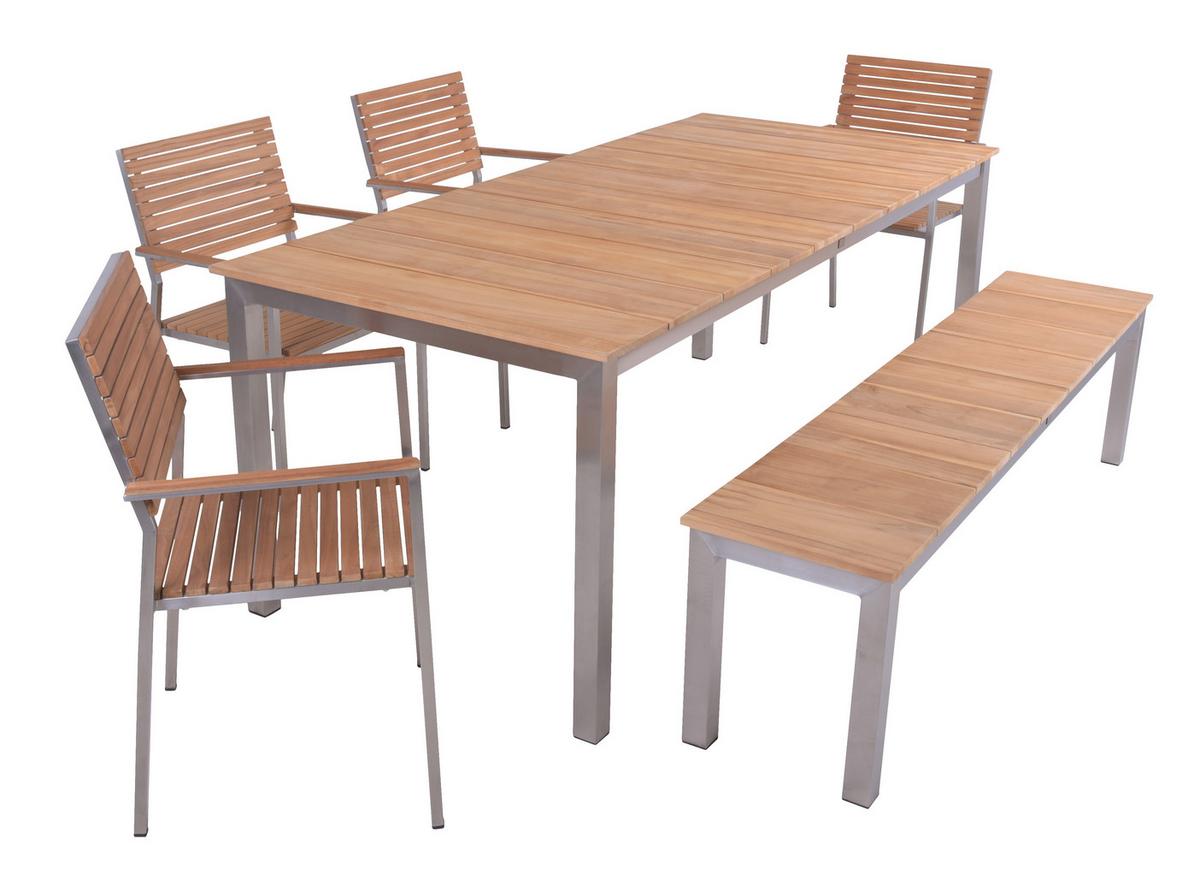 Gartentischgruppe Dallas/denver - Silberfarben/Schwarz, Basics, Holz/Kunststoff - Gardenson