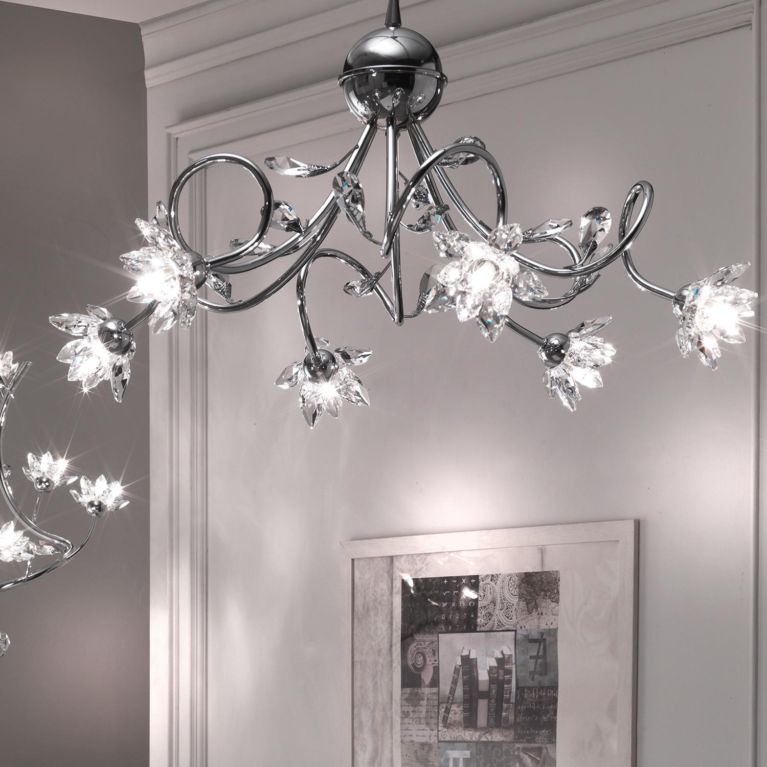 Hängeleuchte 4773/6 - Chromfarben, KONVENTIONELL, Glas/Metall (80/100cm)