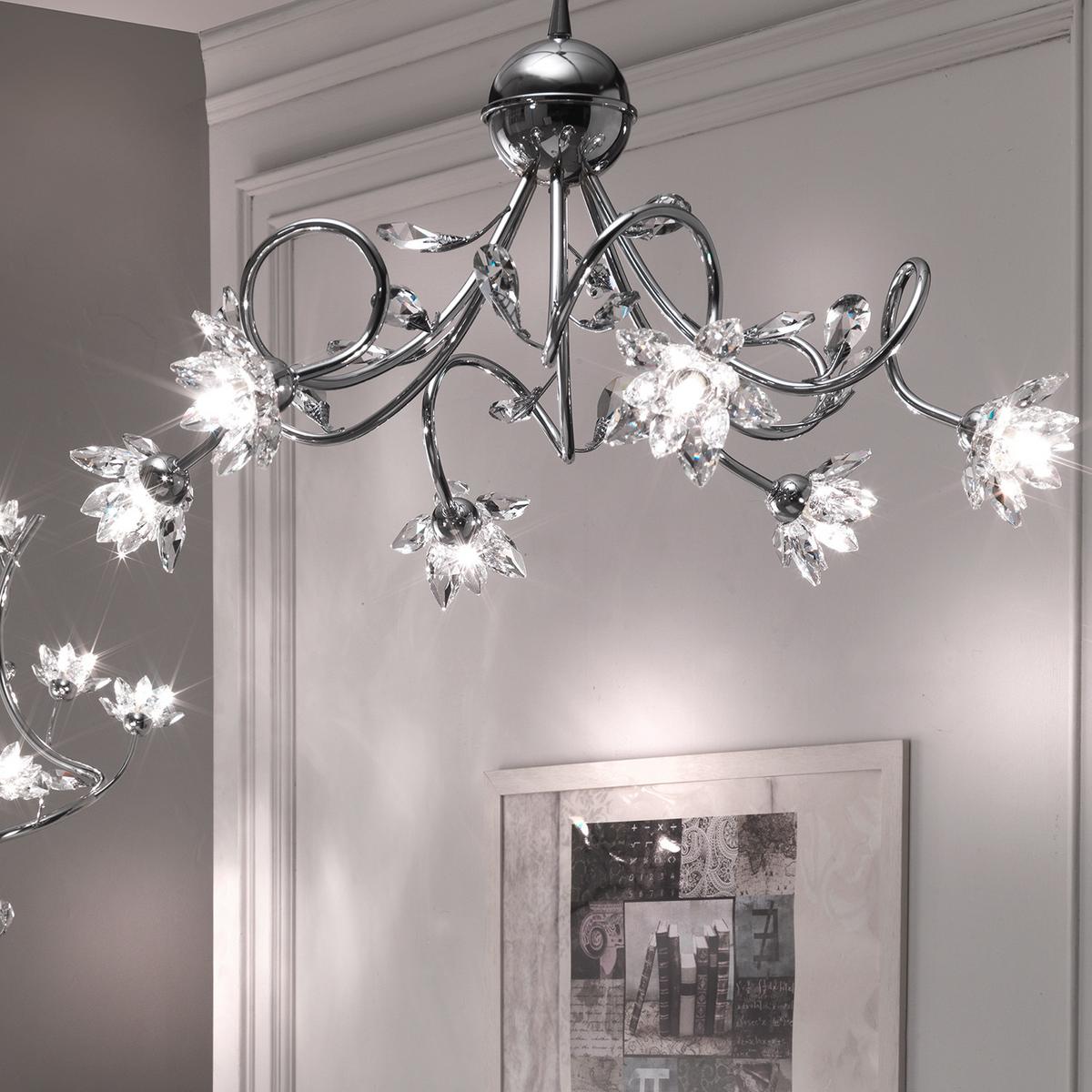 Hängeleuchte 4773/6 - Chromfarben, KONVENTIONELL, Glas/Metall (80/100cm)