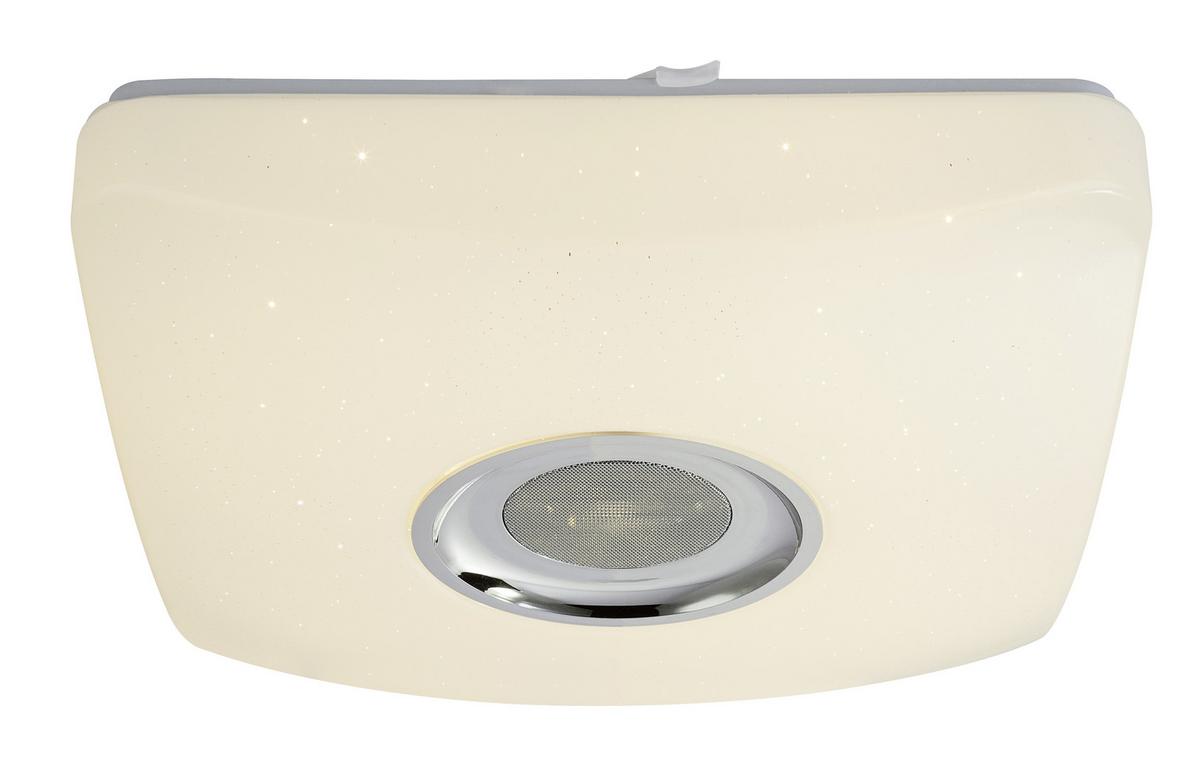 LED-Deckenleuchte Ayleen L: 36,5 cm mit Farbwechsler - Chromfarben/Weiß, Basics, Kunststoff/Metall (36,5/36,5/9cm) - Globo