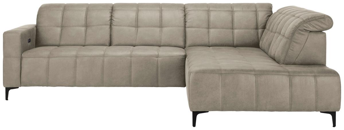 Rohová sedačka PANAMA, pravá, sivá - čierna/sivá, Konventionell, kov/textil (304/89-102/216cm) - Premium Living