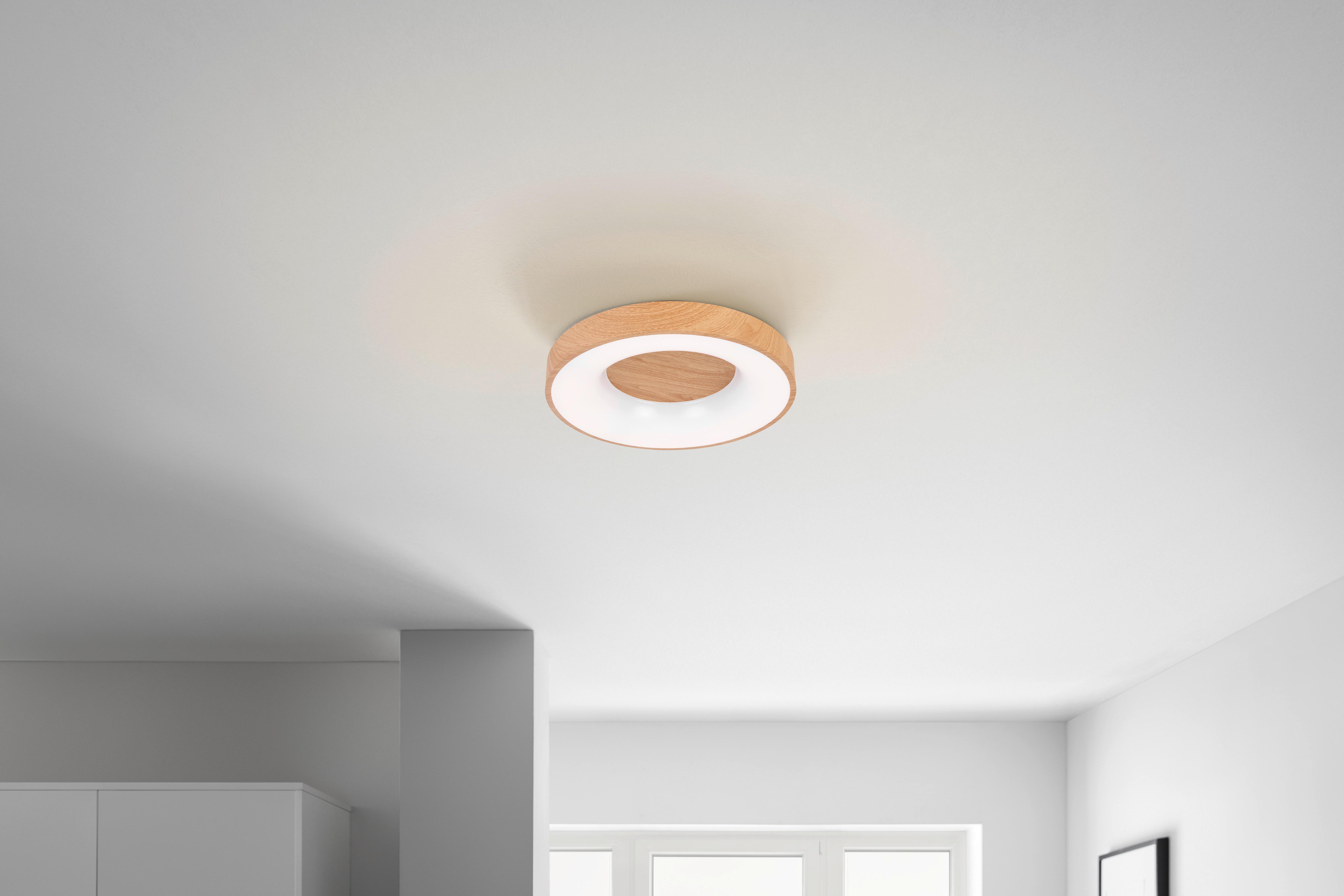 Stropné LED svietidlo LUZIA - čierna/farba duba, Modern, kov/plast (40/10cm) - Mömax