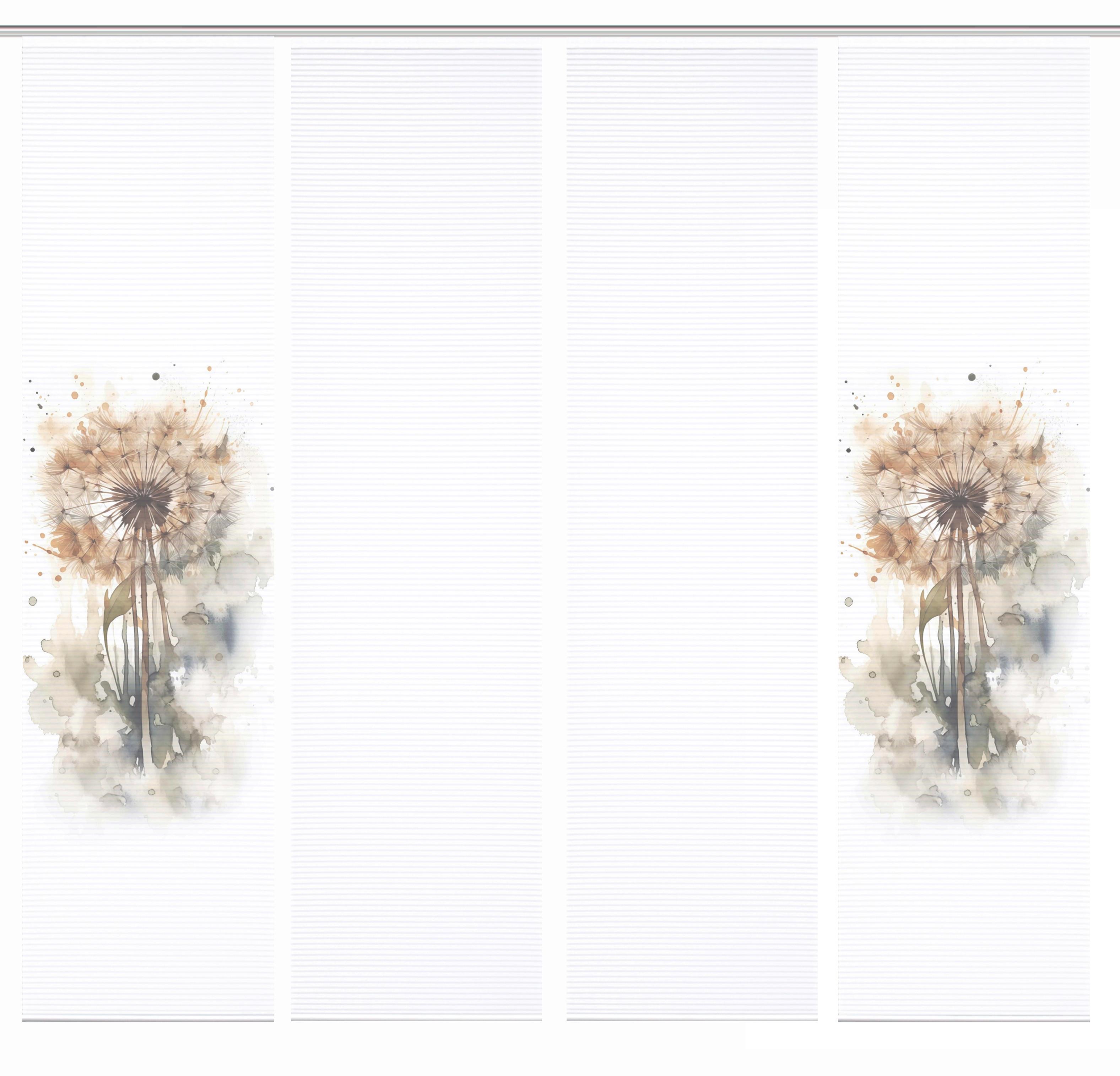 Flächenvorhang Amarande 4er Set - Hellgrau/Naturfarben, Natur, Textil (60/245cm)