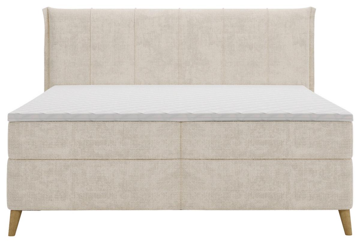 Americká posteľ VELORIA béžová - sivá/prírodná farba, Konventionell, drevo/textil (160/200cm) - Mömax
