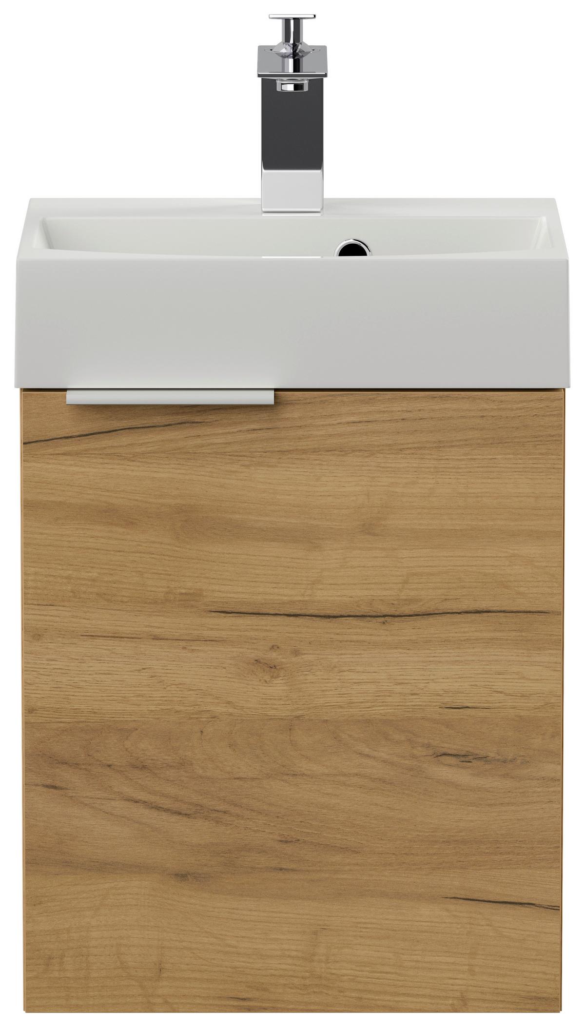 Gästebad Cubi Eiche Dekor B: 40 cm - Eichefarben/Weiß, MODERN, Holzwerkstoff/Stein (40cm) - MID.YOU