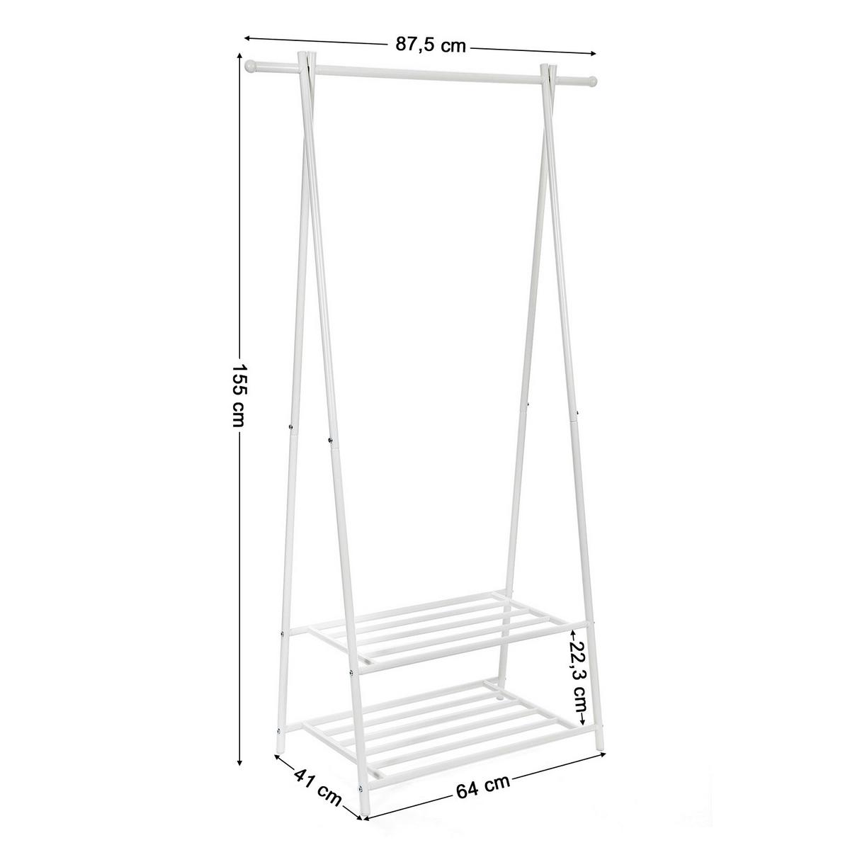 Kleiderständer Weiß B: 64 cm - Weiß, Basics, Metall (64/155/41cm)