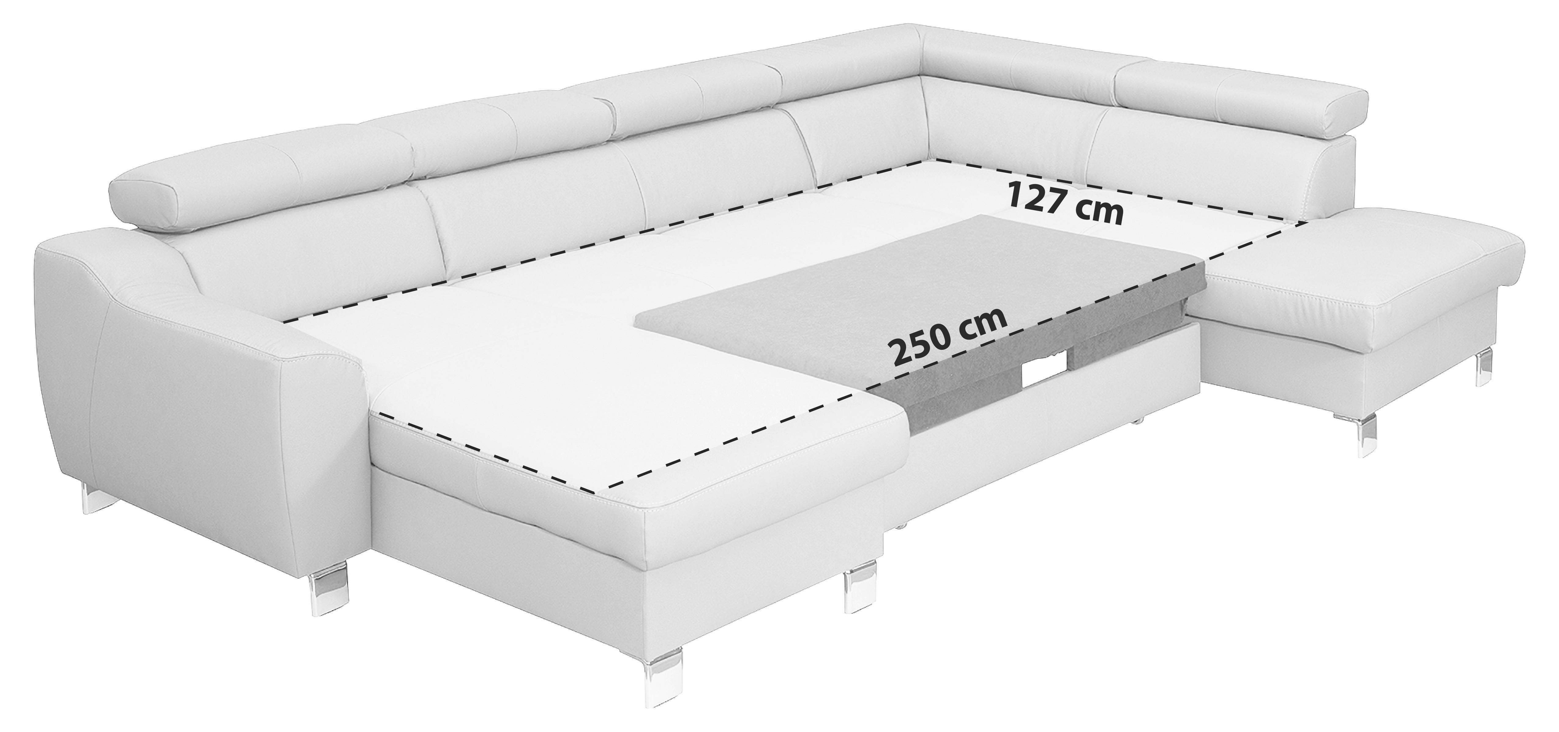 Wohnlandschaft Aspen Beige U-Form: 175 Cm - Chromfarben/Beige, Design, Leder/Textil (175/315/208cm) - Livetastic