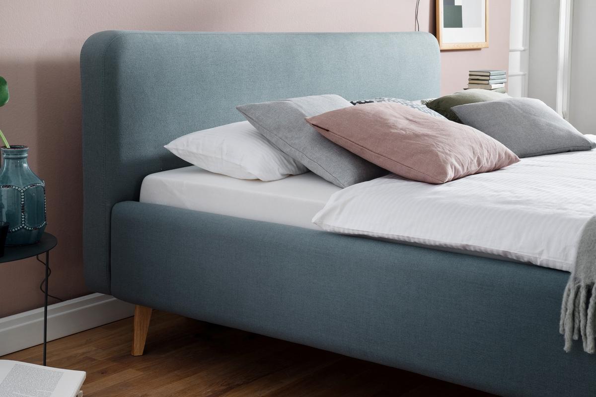 Polsterbett 140x200 cm Mattis Hellblau - Eichefarben/Hellblau, Design, Textil (140/200cm) - Livetastic