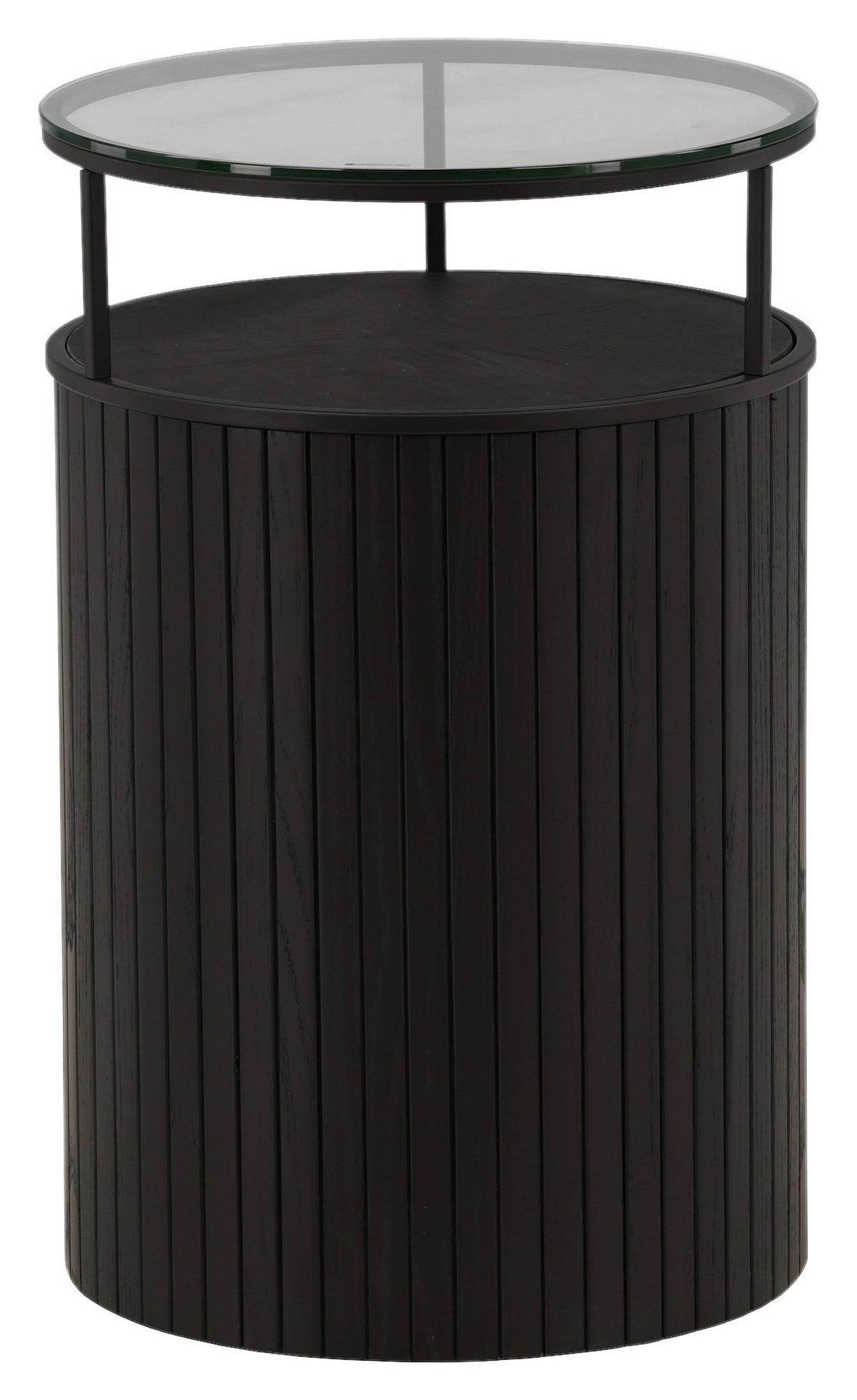 Beistelltisch Bovall - Schwarz, Design, Glas/Holz (37/37/58cm) - Livetastic