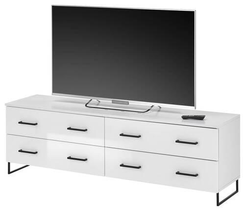 TV-Lowboard Lecce B: 160 cm Weiß - Weiß Hochglanz/Schwarz, LIFESTYLE, Holzwerkstoff (160/50/40cm) - MID.YOU