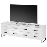 TV-Lowboard Lecce B: 160 cm Weiß - Weiß Hochglanz/Schwarz, LIFESTYLE, Holzwerkstoff (160/50/40cm) - MID.YOU
