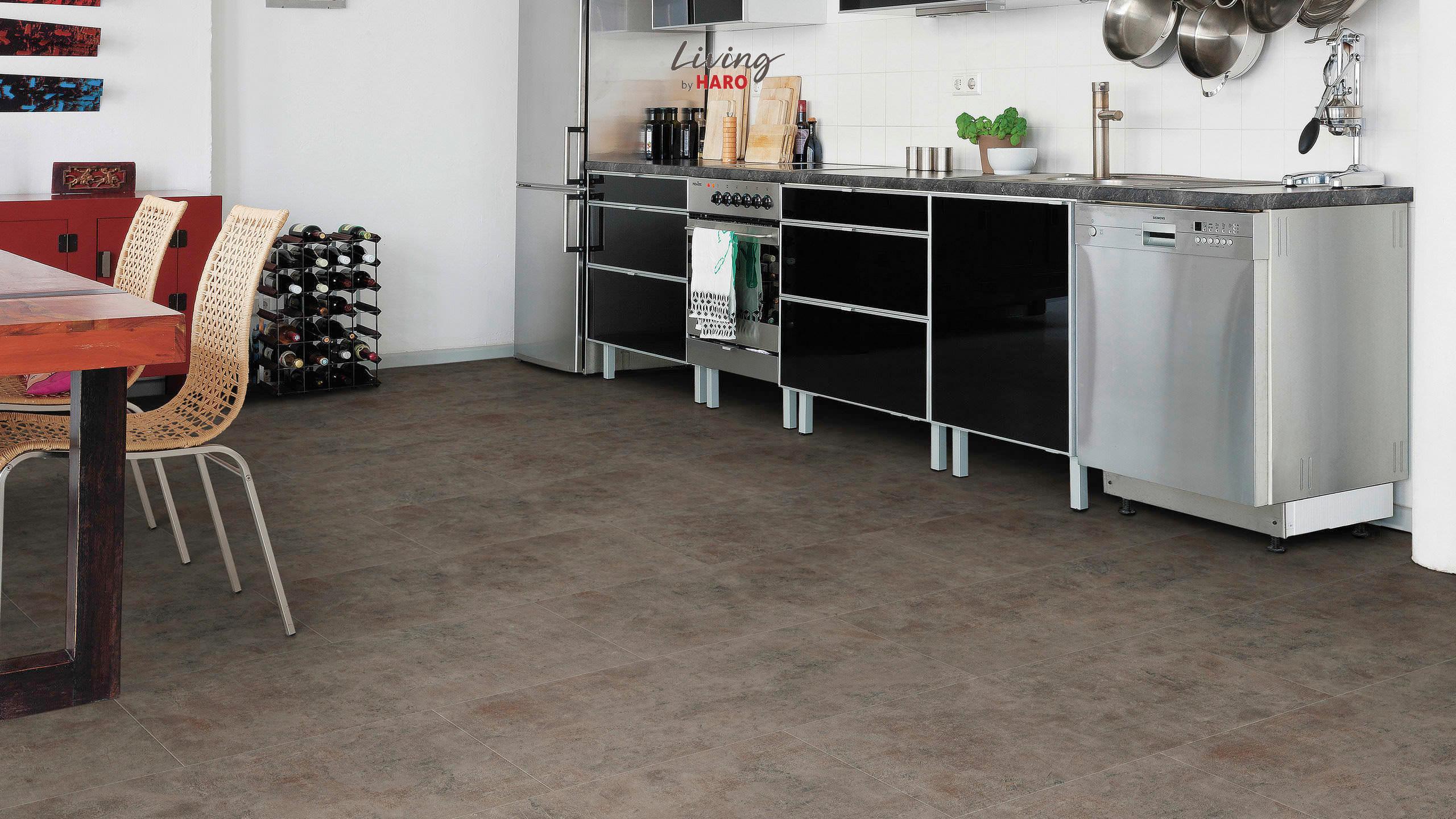Vinylboden Fliesenoptik Bronze /Dunkelgrau Klick-Vinyl - Dunkelgrau/Rot, Design, Holzwerkstoff (63,1/31,3/0,65cm) - Living by HARO