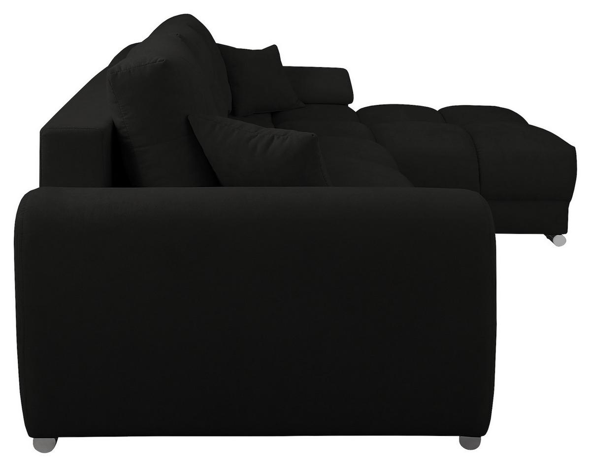 Ecksofa Azzuro Schwarz S: 256x175 cm - Silberfarben/Schwarz, Design, Textil (256/175cm) - Livetastic