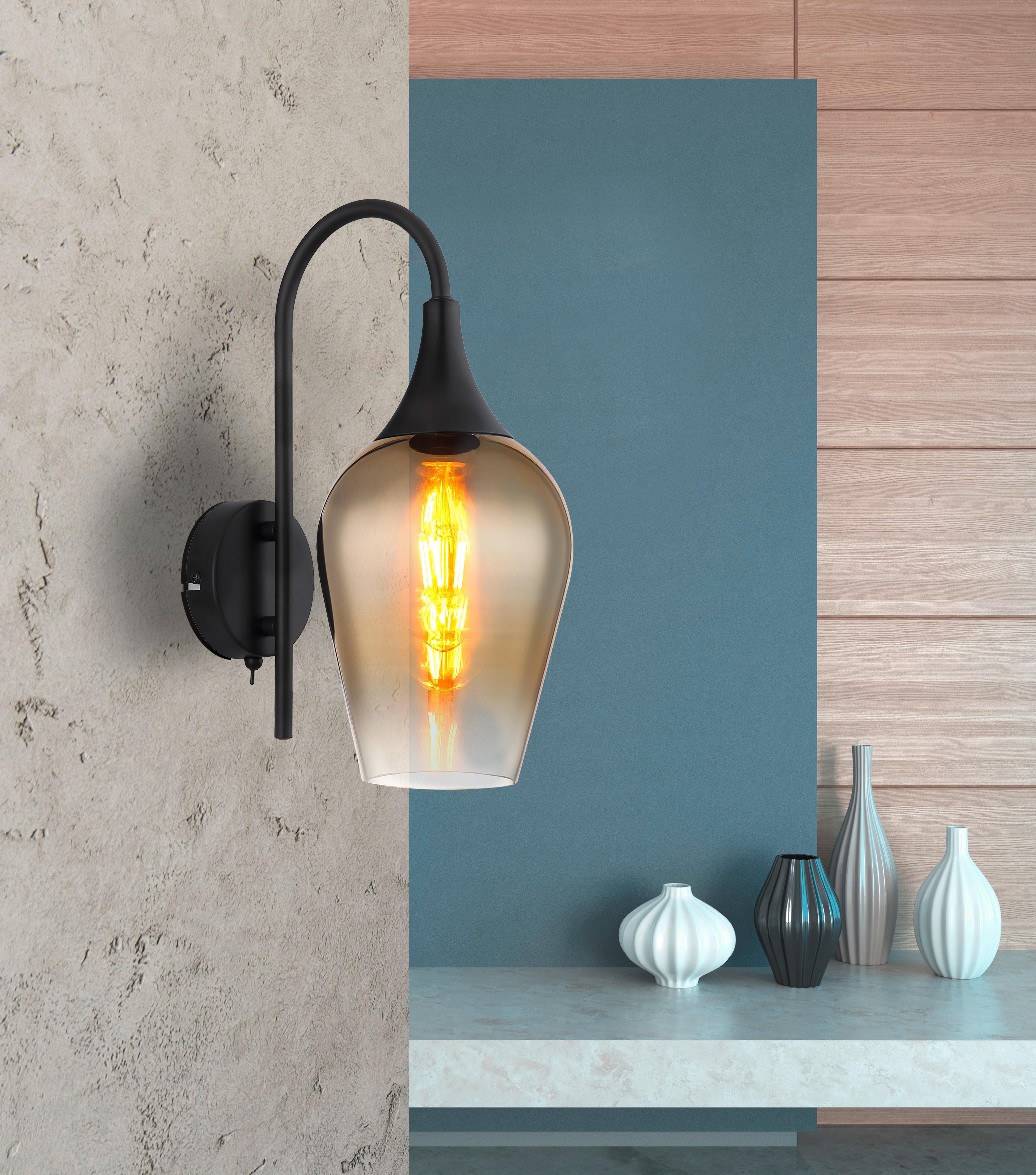 Wandleuchte 15552w2 - Klar/Goldfarben, Design, Glas/Metall (15/36cm) - Globo