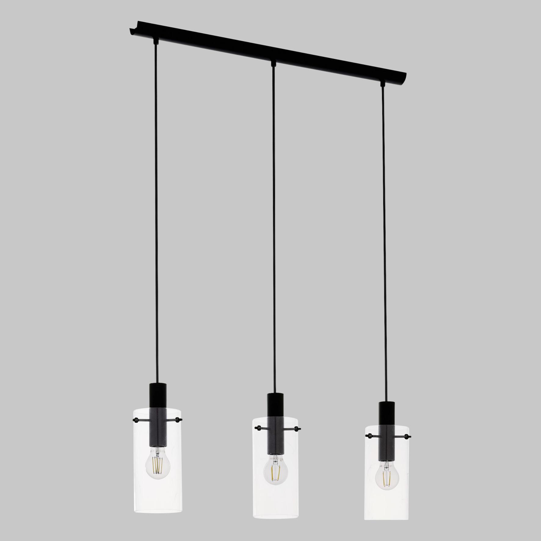 Hängeleuchte Montefino H: 110 Cm 3-Flammig Mit Glas - Klar/Schwarz, MODERN, Glas/Metall (73/11/110cm)