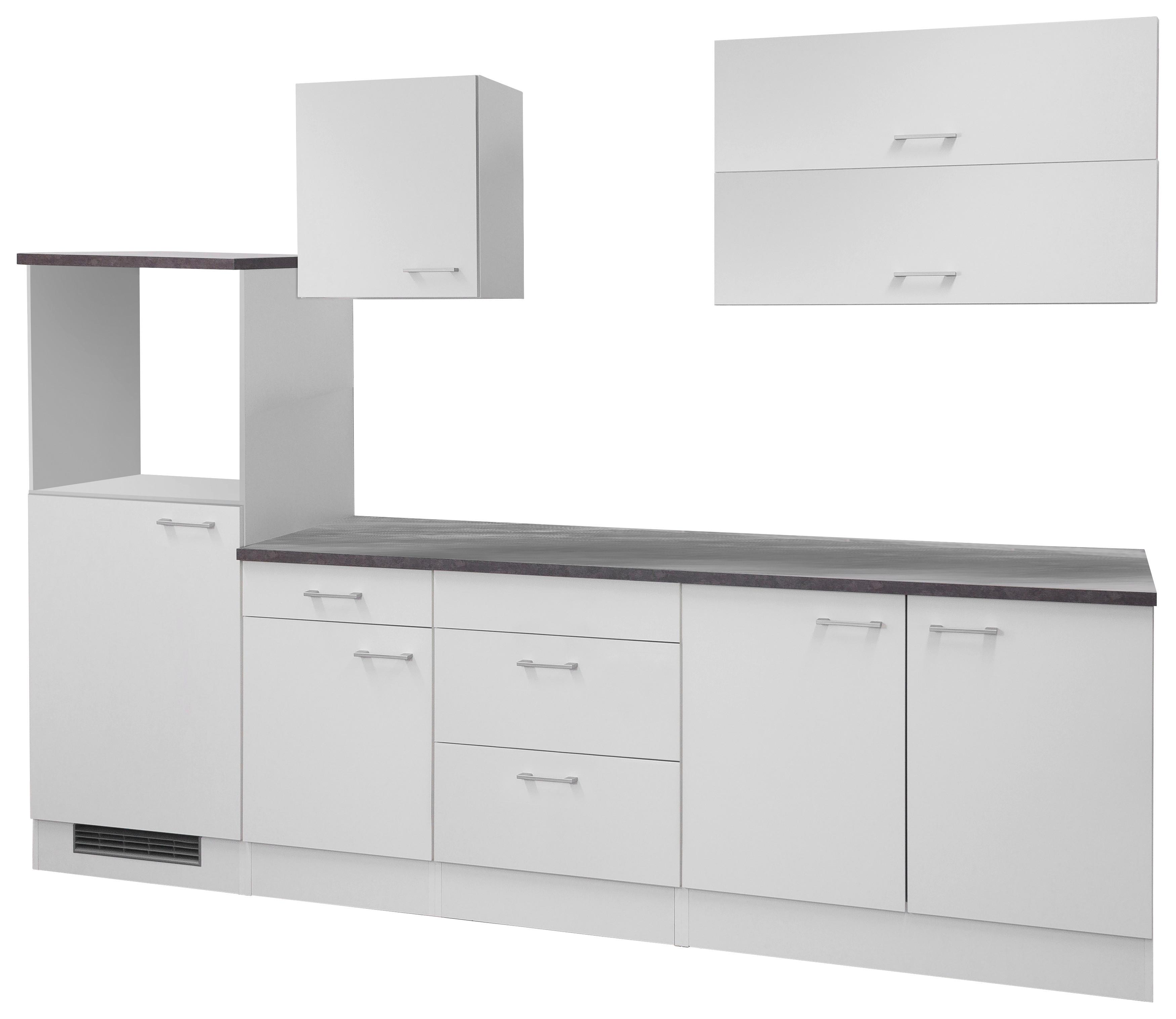 Kuchyňský blok LUCCA bez spotřebičů, šířka 270 cm - bílá/barvy hliníku, Moderní, kompozitní dřevo/plast (270cm) - MID.YOU
