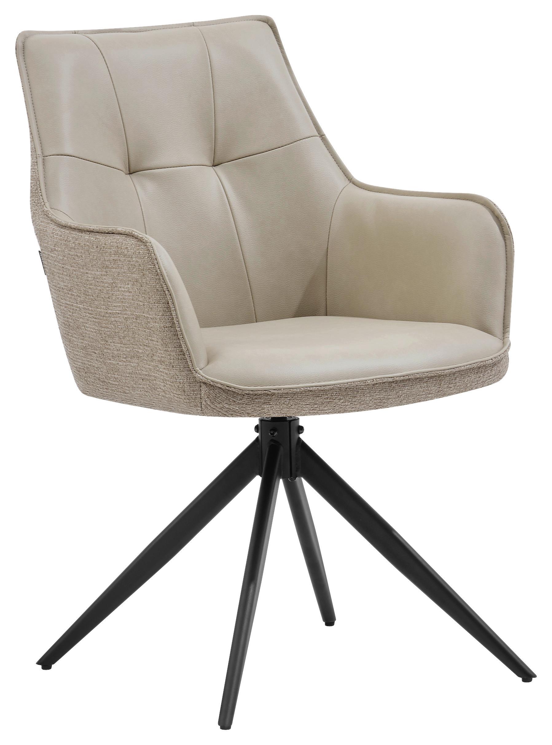 Armlehnstuhl Ion Schwarz/Taupe B: 58 cm - Taupe/Schwarz, MODERN, Holz/Textil (58/87/61,5cm) - Livetastic