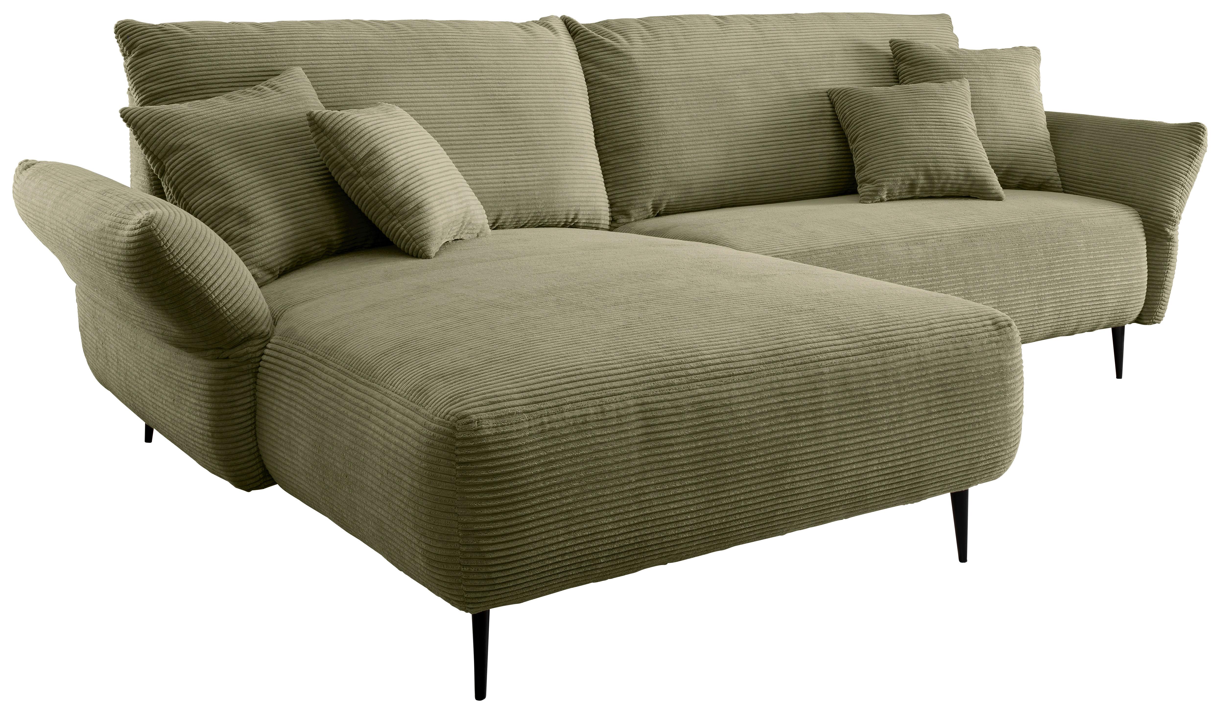 Ecksofa Vanilla mit Armteilverstellung 178x264 - Schwarz/Olivgrün, Design, Textil (178/264cm) - Livetastic