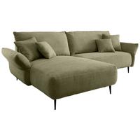 Ecksofa Vanilla mit Armteilverstellung 178x264 - Schwarz/Olivgrün, Design, Textil (178/264cm) - Livetastic