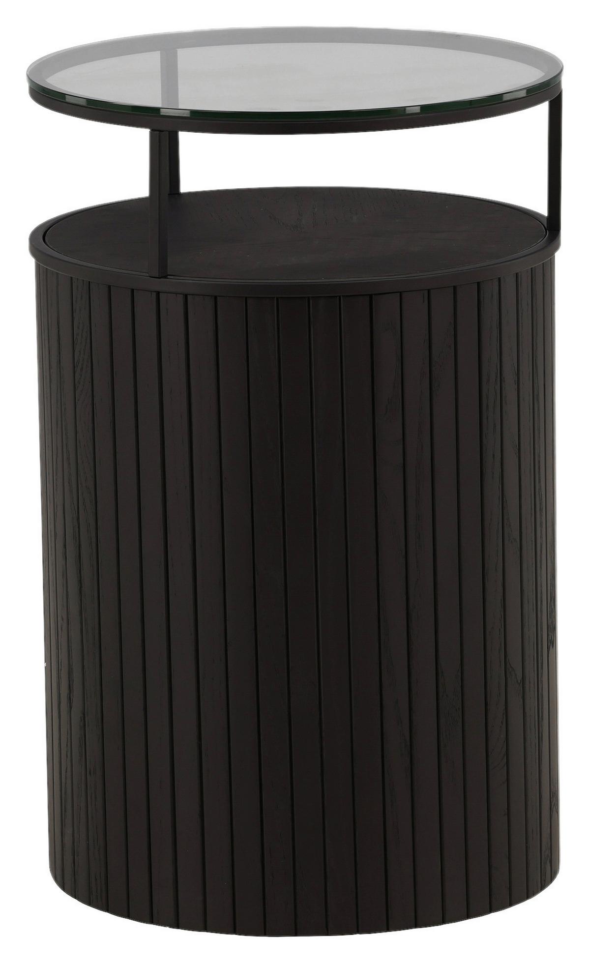 Beistelltisch Bovall - Schwarz, Design, Glas/Holz (37/37/58cm) - Livetastic