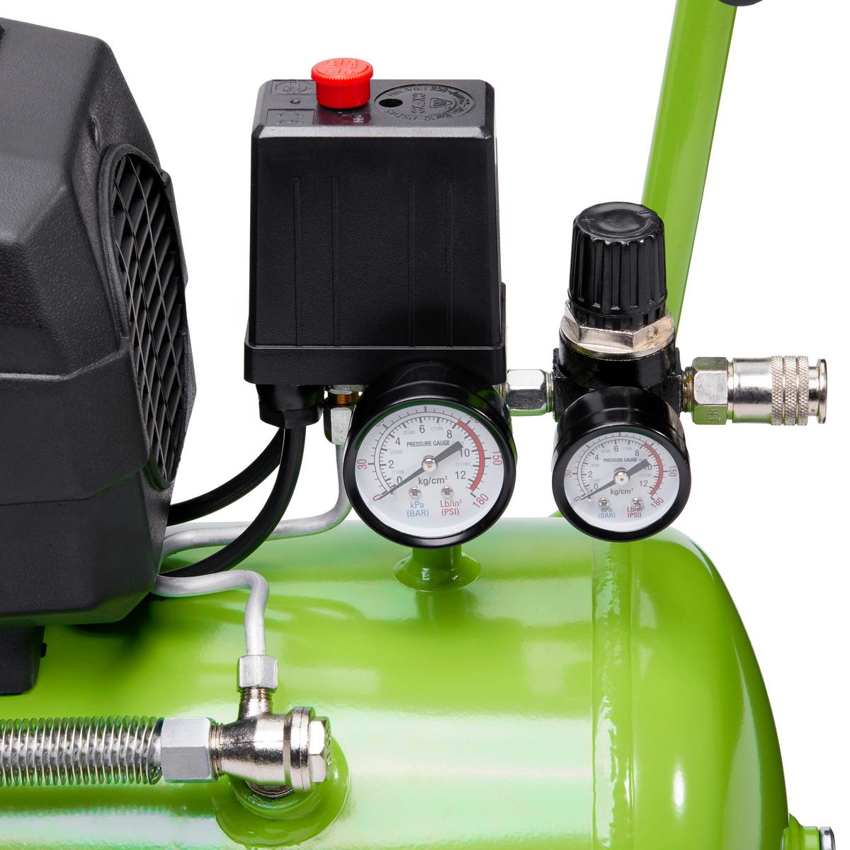 Druckluftkompressor Zi-com24e 8 Bar 1100 W Mit Rollen - Schwarz/Grün, MODERN, Kunststoff/Metall - Zipper