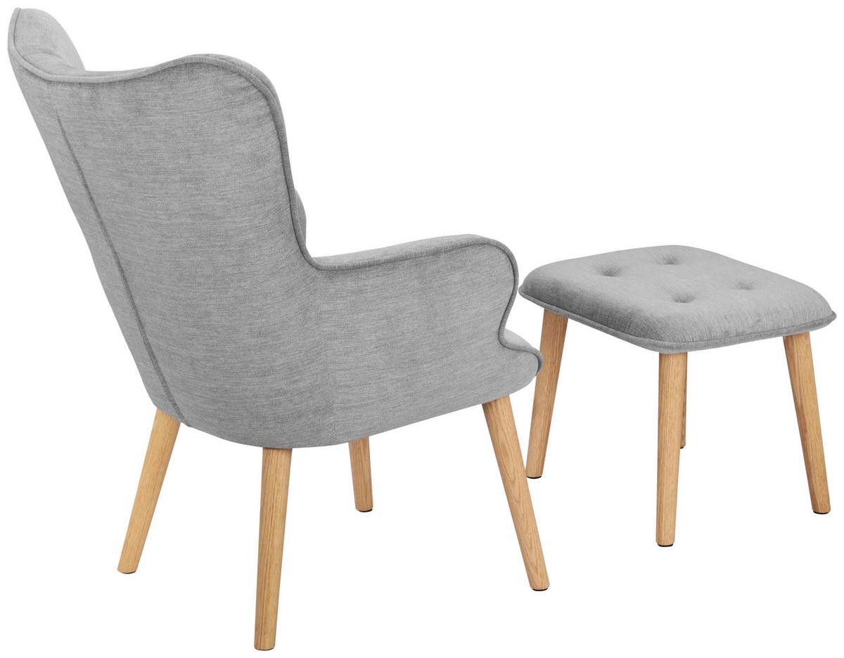 Relaxsesselset Larvik - Hellgrau/Naturfarben, Design, Holz/Textil (64/90/70cm) - P & B