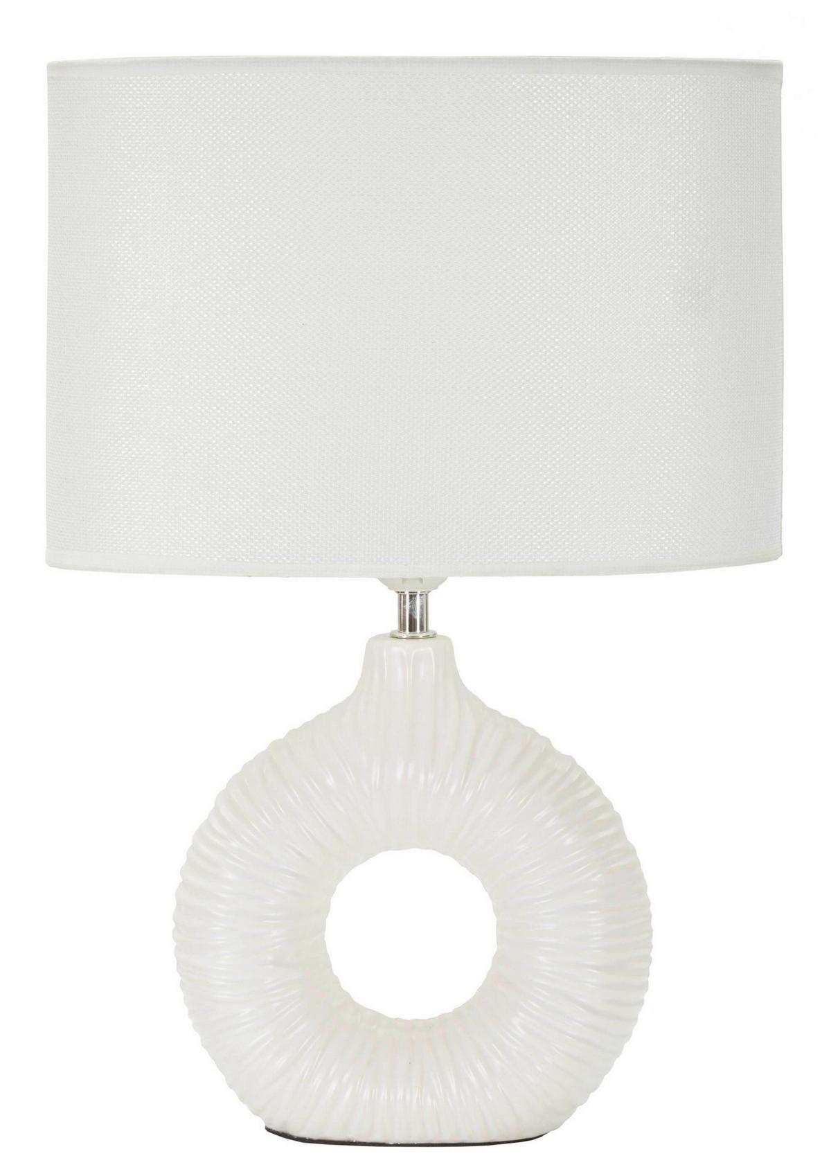 Tischleuchte Seta Weiß B: 28,5 cm - Weiß, Basics, Keramik/Textil (28.5/15/43cm)