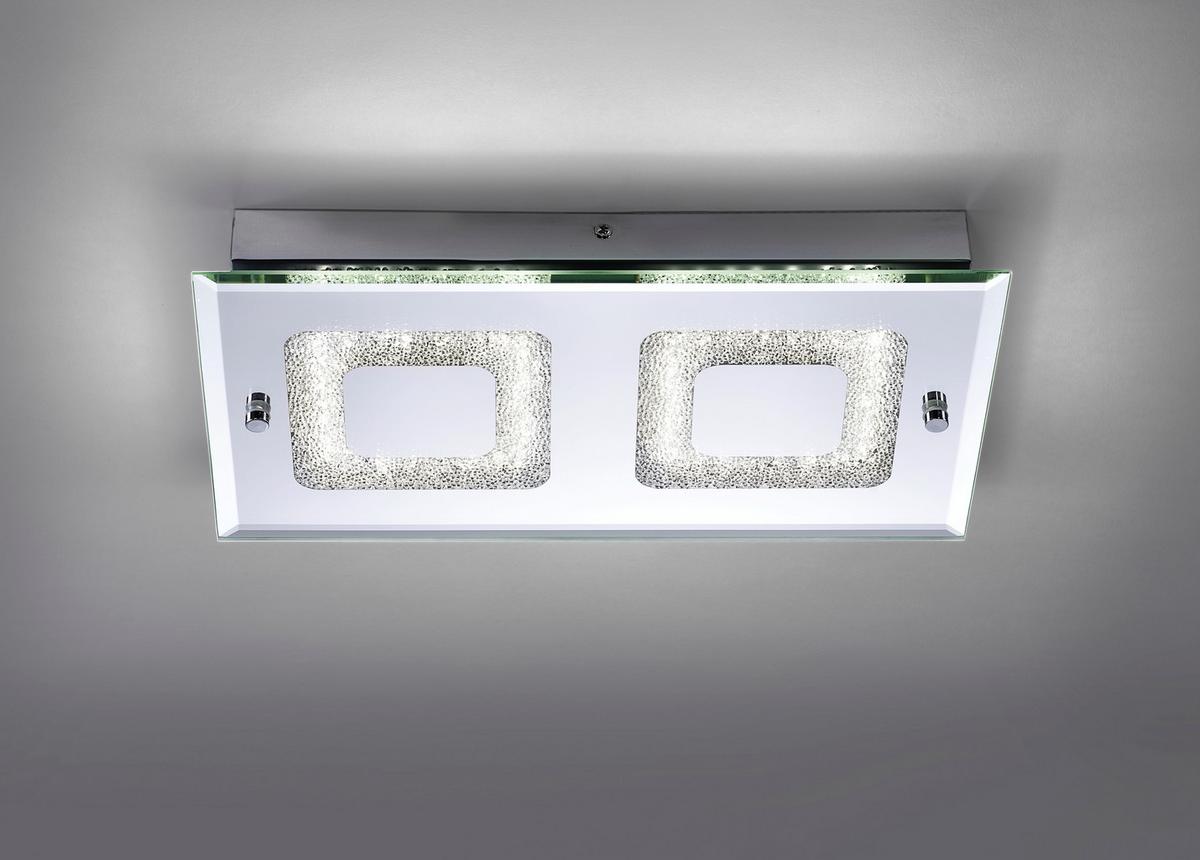 LED-Deckenleuchte Lisa L: 40 cm, Rechteckig - Chromfarben, KONVENTIONELL, Glas/Metall (40/7,5/24cm)