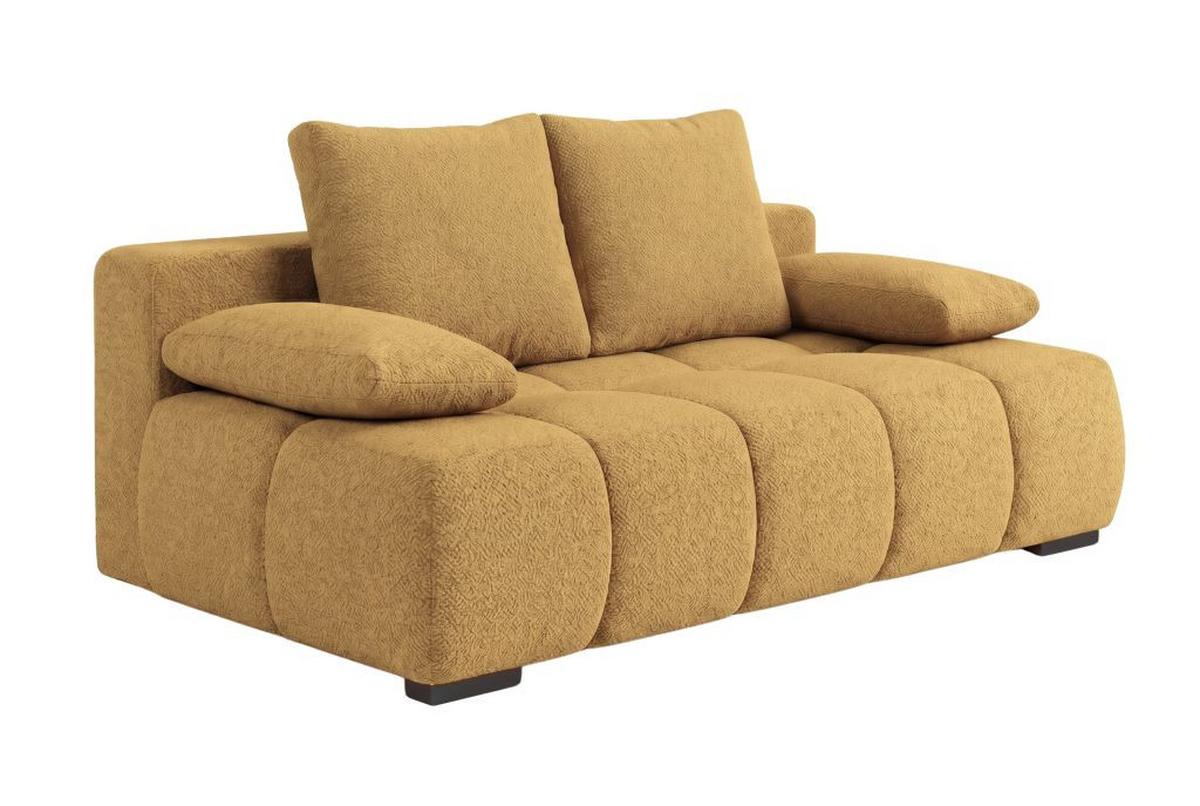 Boxspringová pohovka BOB, žltá ženilka - čierna/žltá, Konventionell, kompozitné drevo/textil (209/105cm) - Based