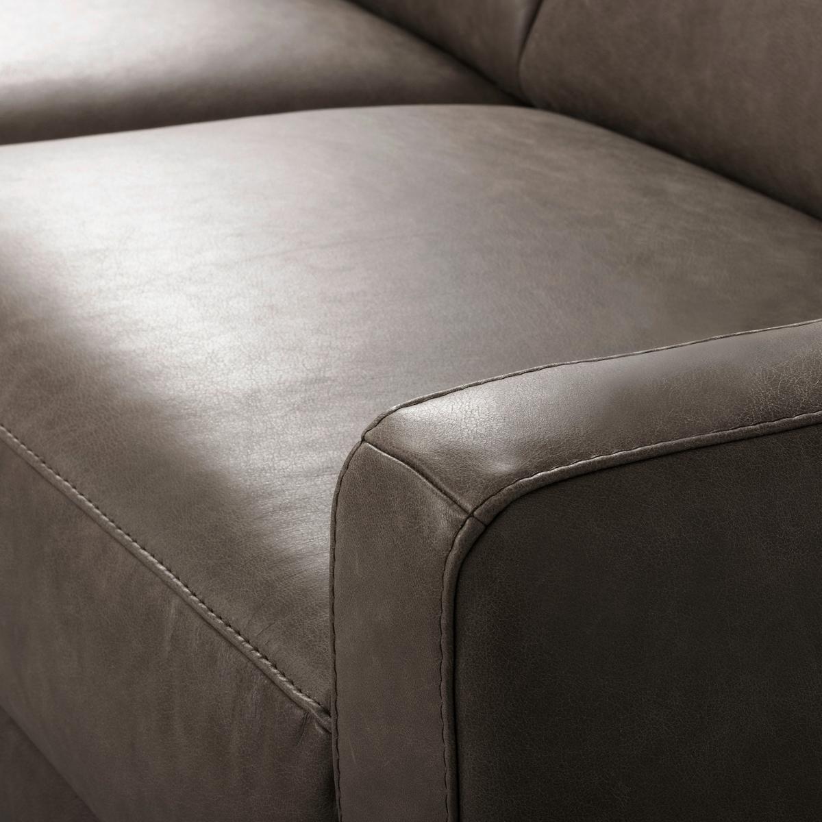 3-Sitzer-Sofa Spring, Fango B: - Fango/Schwarzchrom, Design, Leder (187/85/92cm) - Livetastic