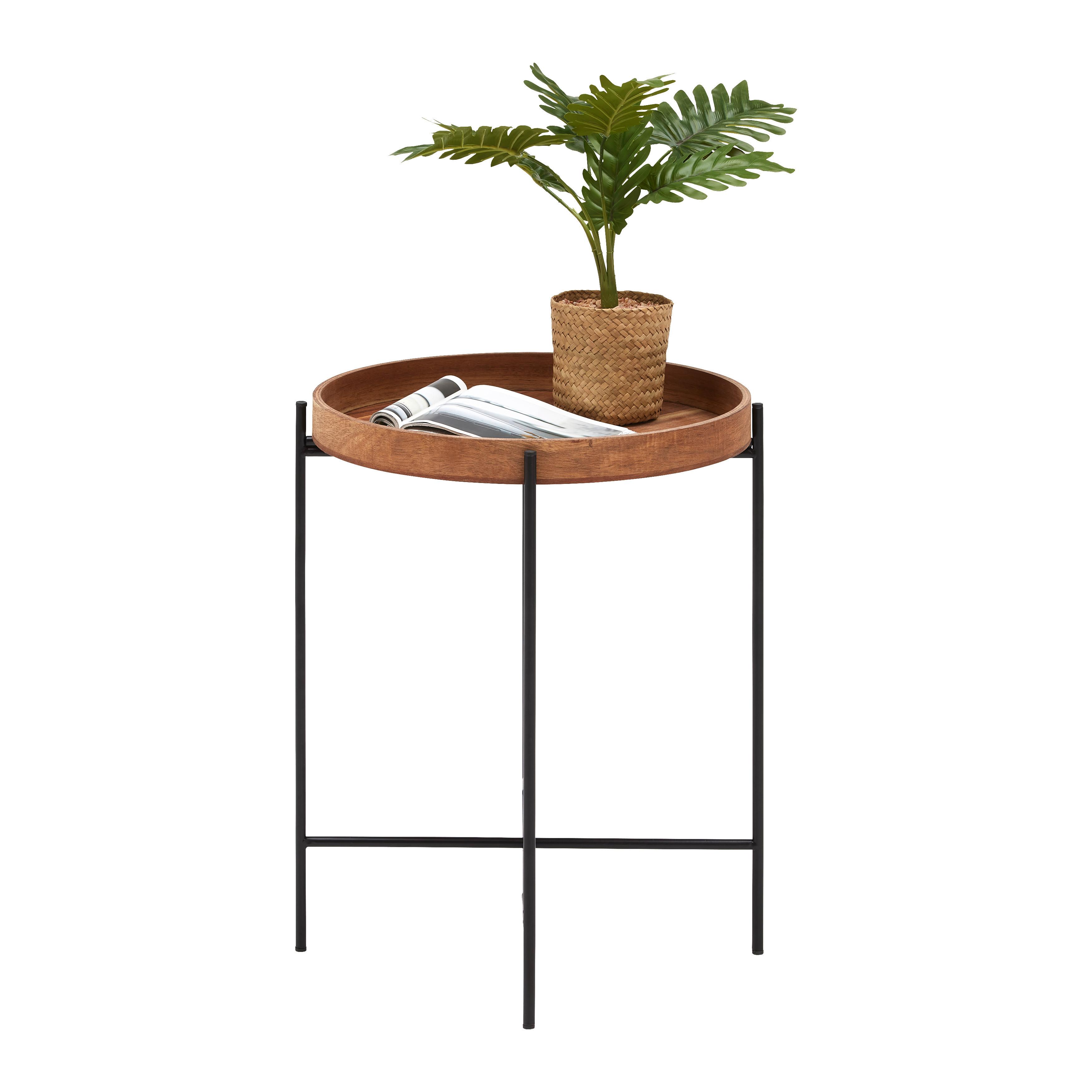 PRÍRUČNÝ STOLÍK CUBA*CENOVÝ TRHÁK* - čierna/farba akácie, Modern, kov/drevo (40/49cm) - Based