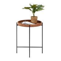 PRÍRUČNÝ STOLÍK CUBA*CENOVÝ TRHÁK* - čierna/farba akácie, Modern, kov/drevo (40/49cm) - Based