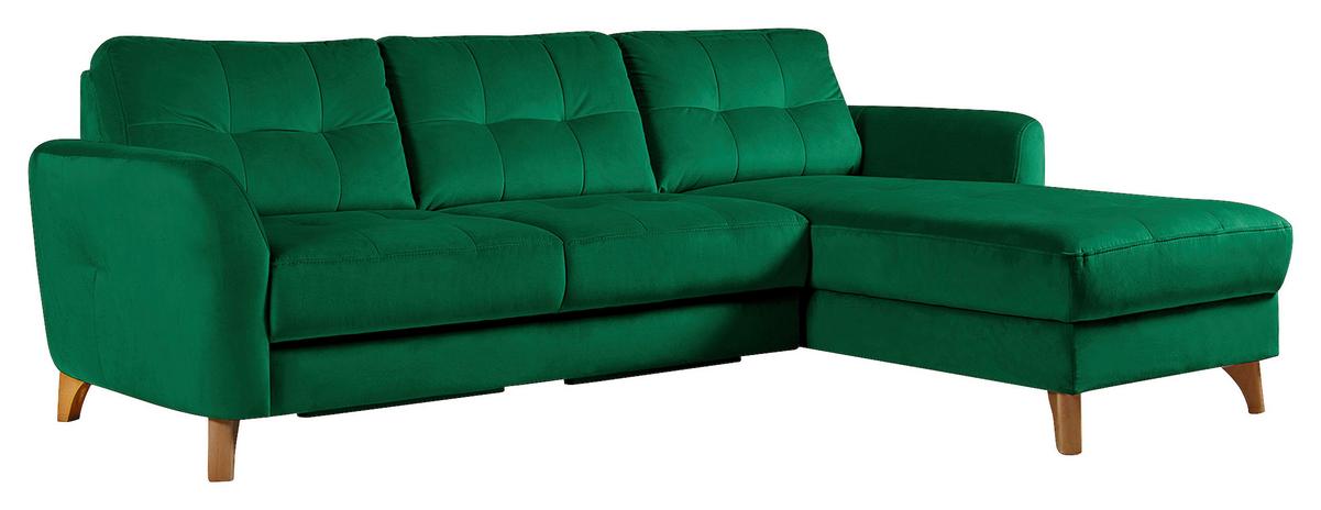Ecksofa Nordic Dunkelgrün S: 238x168 cm - Dunkelgrün/Buchefarben, Design, Textil (238/168cm) - Livetastic