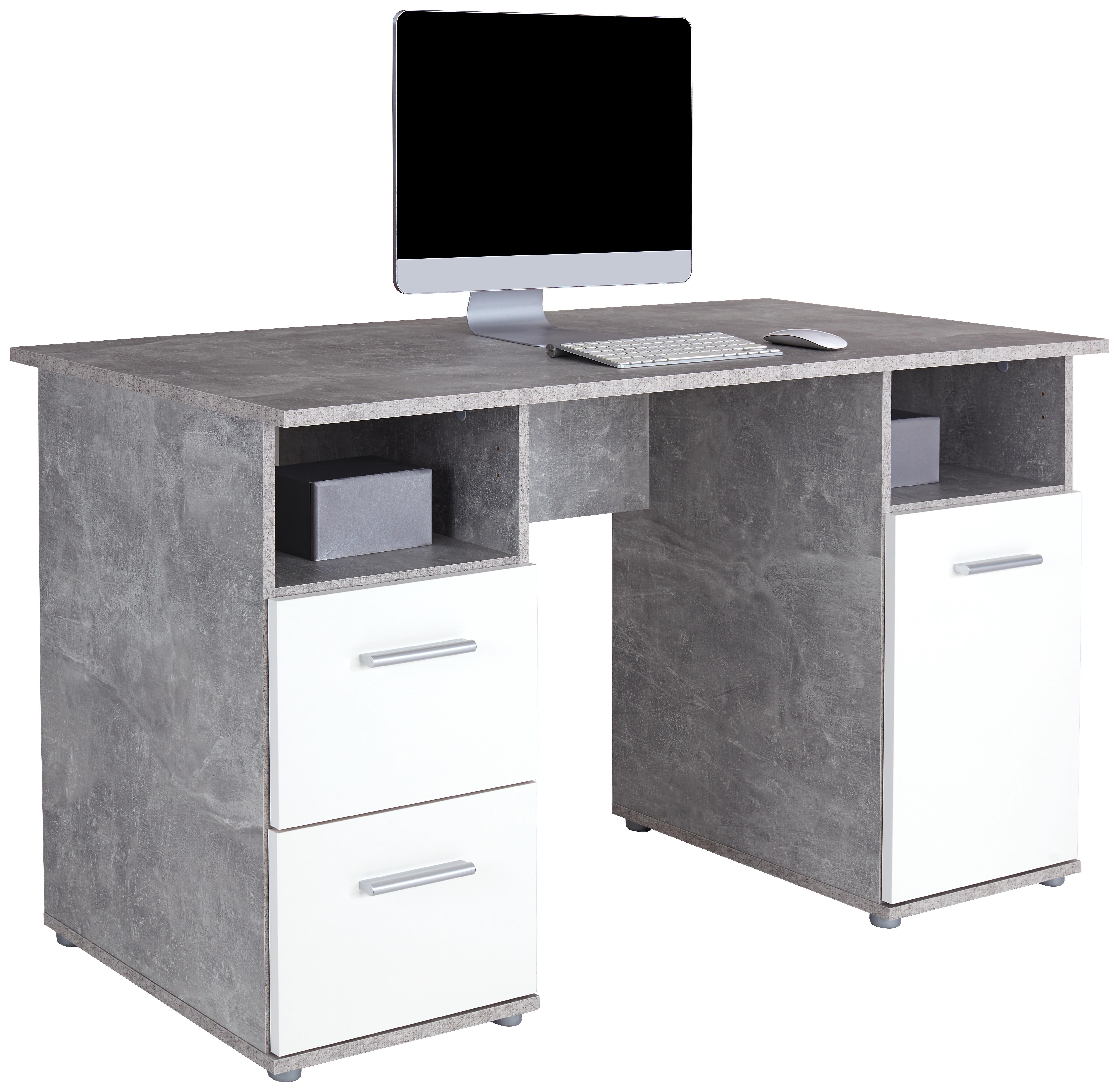 ÍRÓASZTAL LEON 3 ZD 21 - Szürke/Fehér, modern, Faalapú anyag (138/76/60cm)