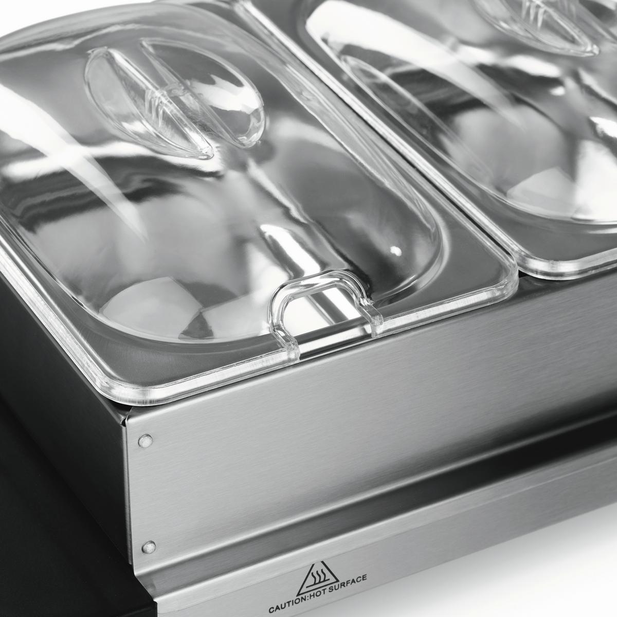 CHAFING-DISH 200W, 220-240V, 3 Behälter - Silberfarben/Schwarz, Basics, Kunststoff/Metall (54,6/14,7/27,8cm) - GOURMETMAXX
