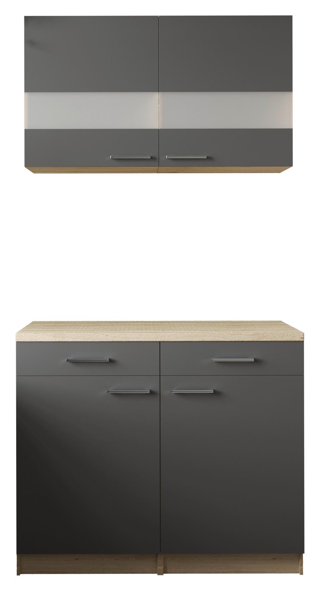 Buffet Merle Grau/Eiche Dekor B:100cm - Eichefarben/Grau, Basics, Glas/Holzwerkstoff (100/200/60cm) - Respekta