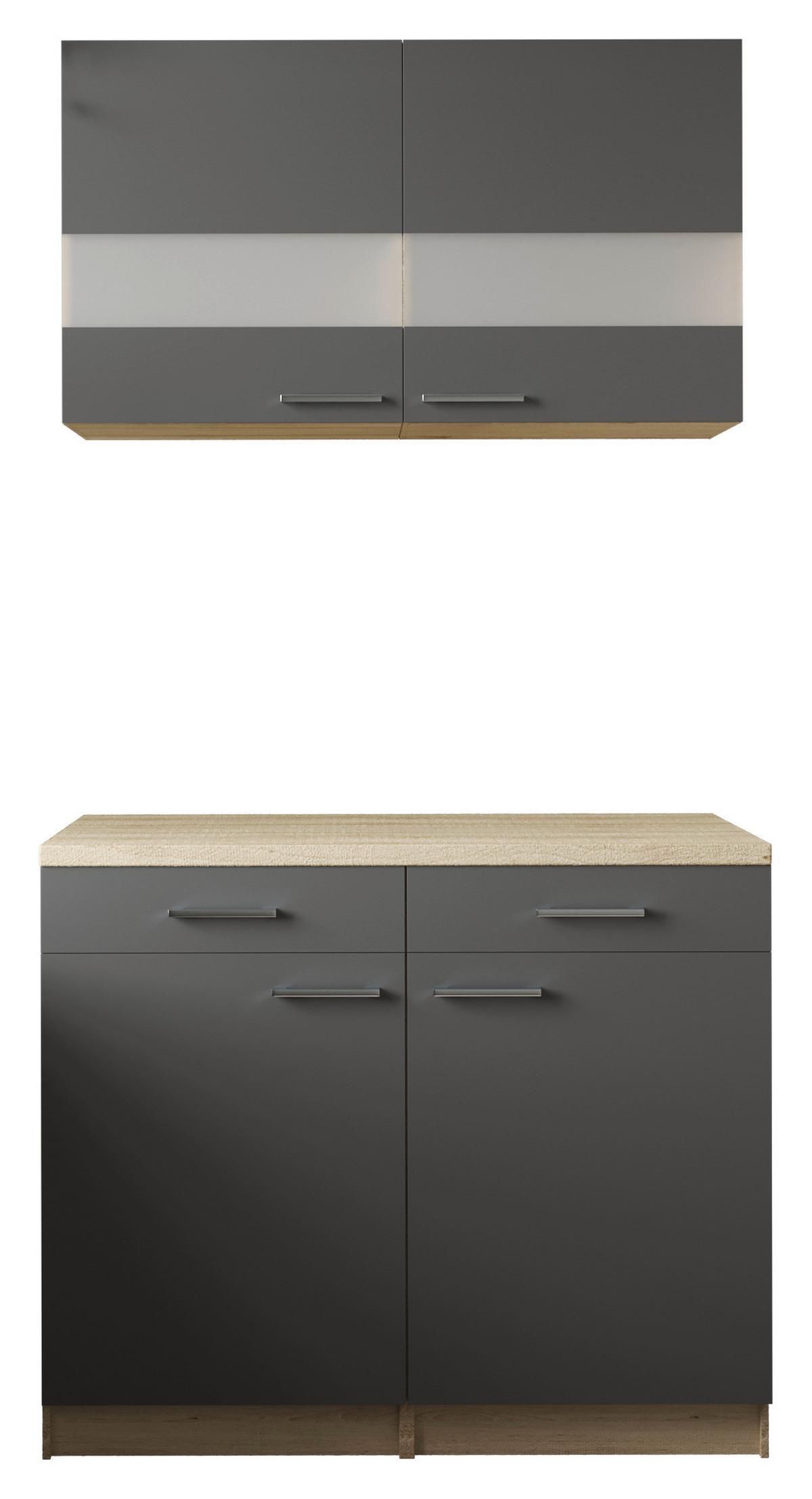 Buffet Merle Grau/Eiche Dekor B:100cm - Eichefarben/Grau, Basics, Glas/Holzwerkstoff (100/200/60cm) - Respekta