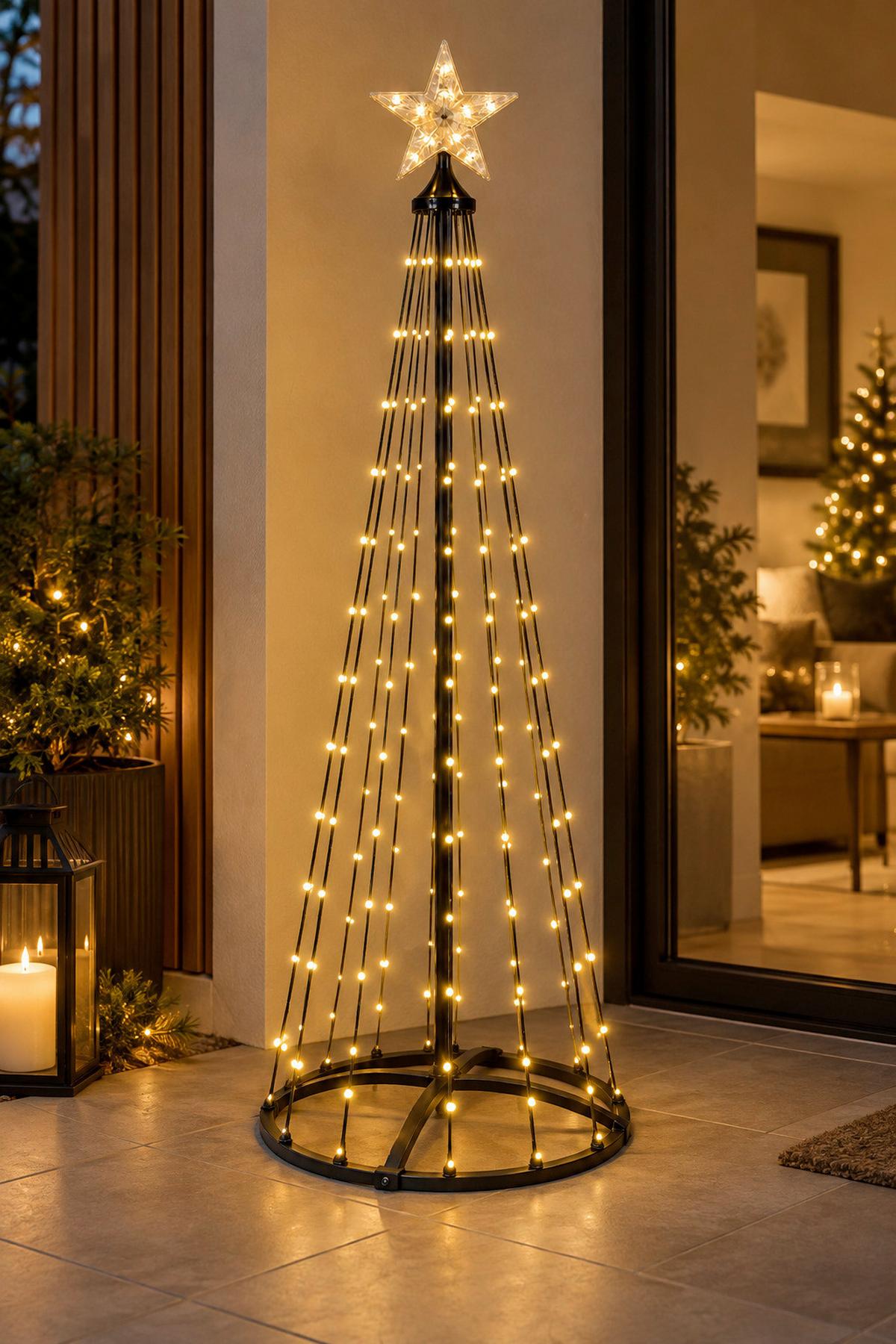 LED-DEKOLEUCHTE 370 warmweiße LEDs - Schwarz, MODERN, Kunststoff/Metall (70/70/210cm)
