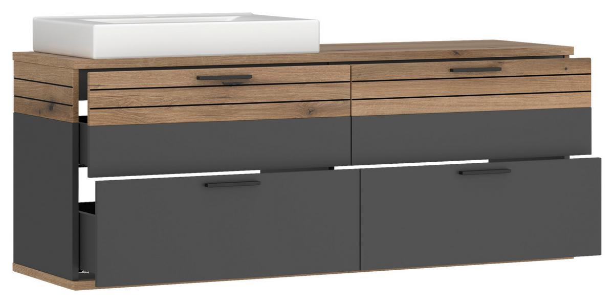 Waschtischunterschrank Cotia Cotlu 2 - Eichefarben/Anthrazit, MODERN, Keramik/Holzwerkstoff (140/57/48cm) - James Wood